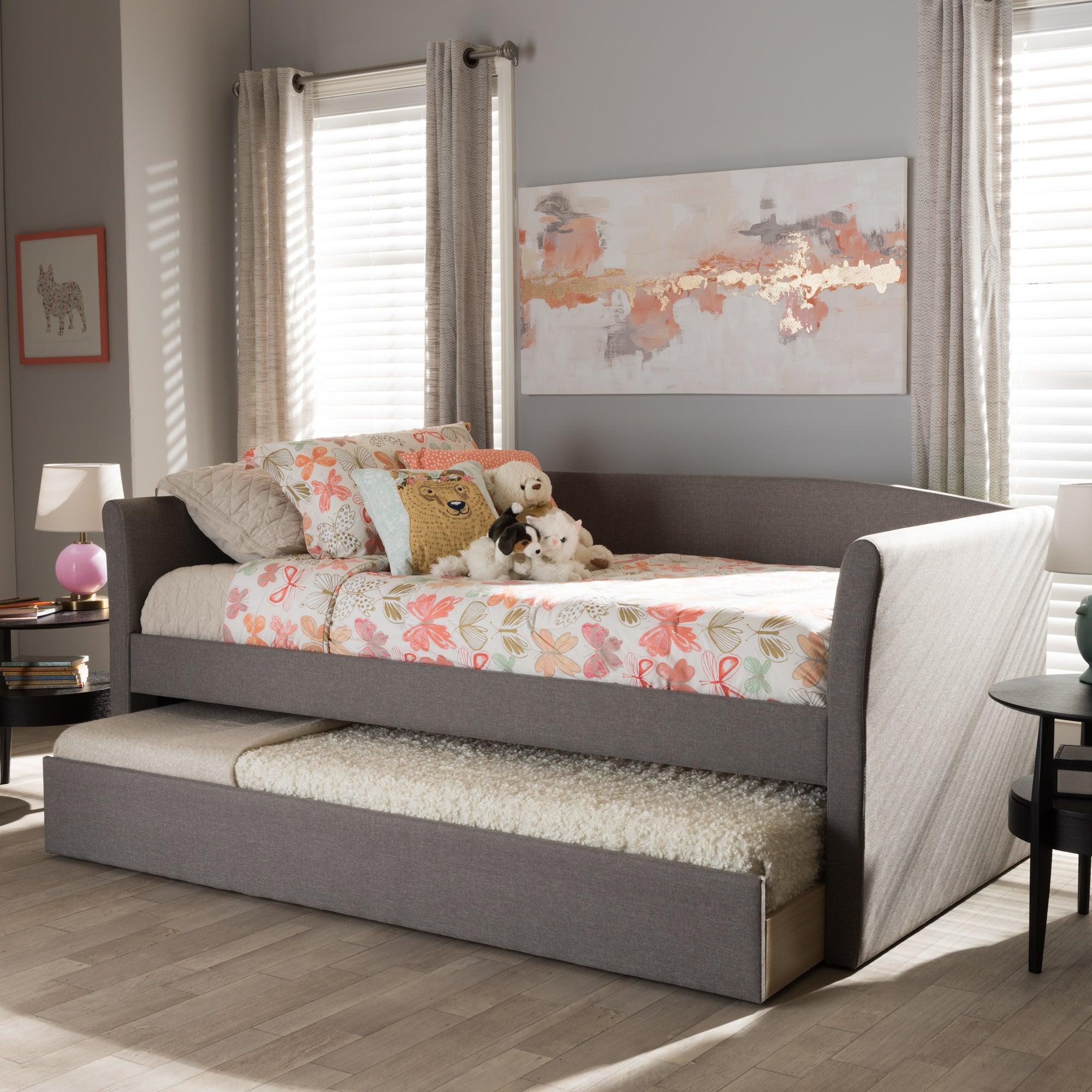 Camino Modern and Contemporary Fabric Upholstered Daybed with Guest Trundle Bed