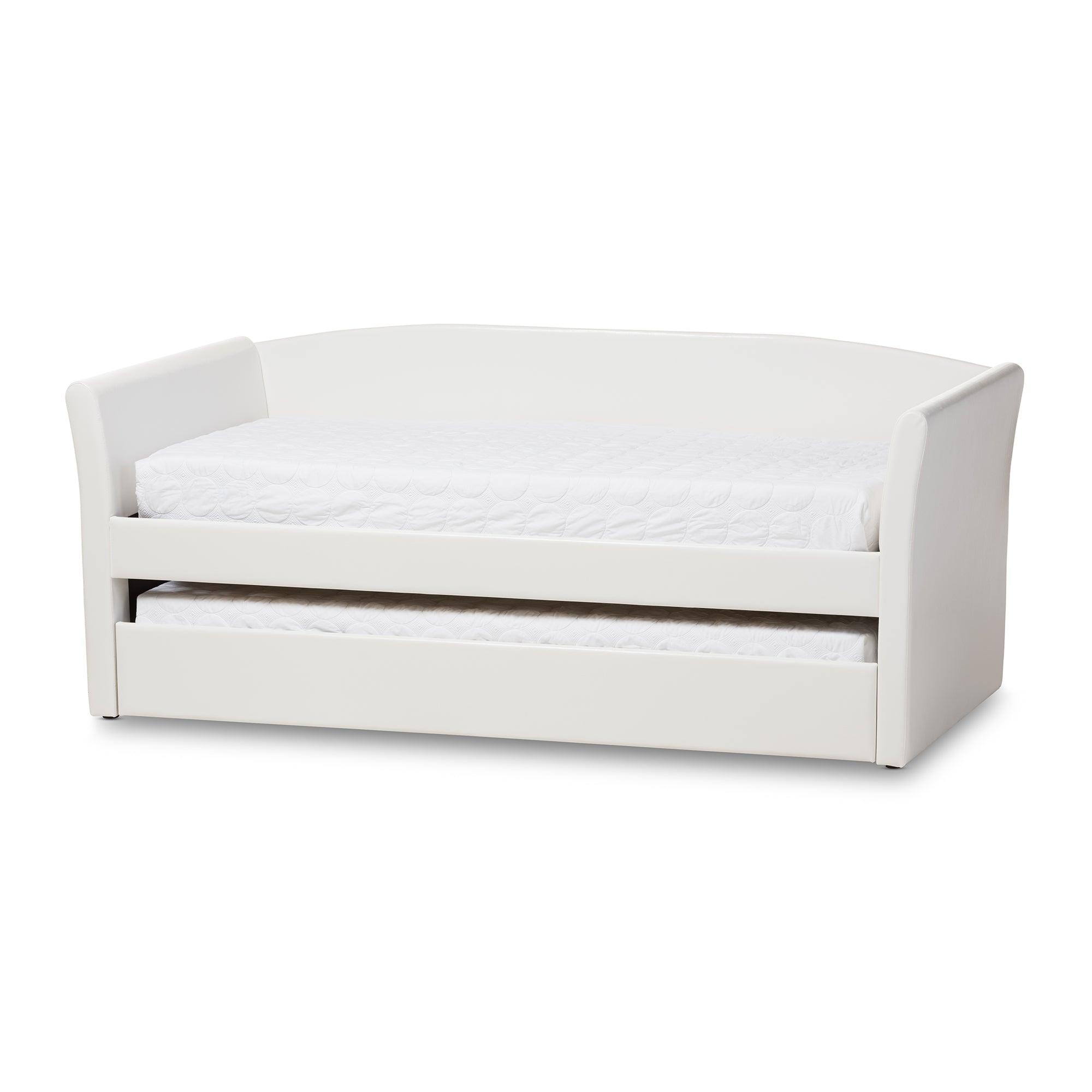 Camino Modern and Contemporary Faux Leather Upholstered Daybed with Guest Trundle Bed