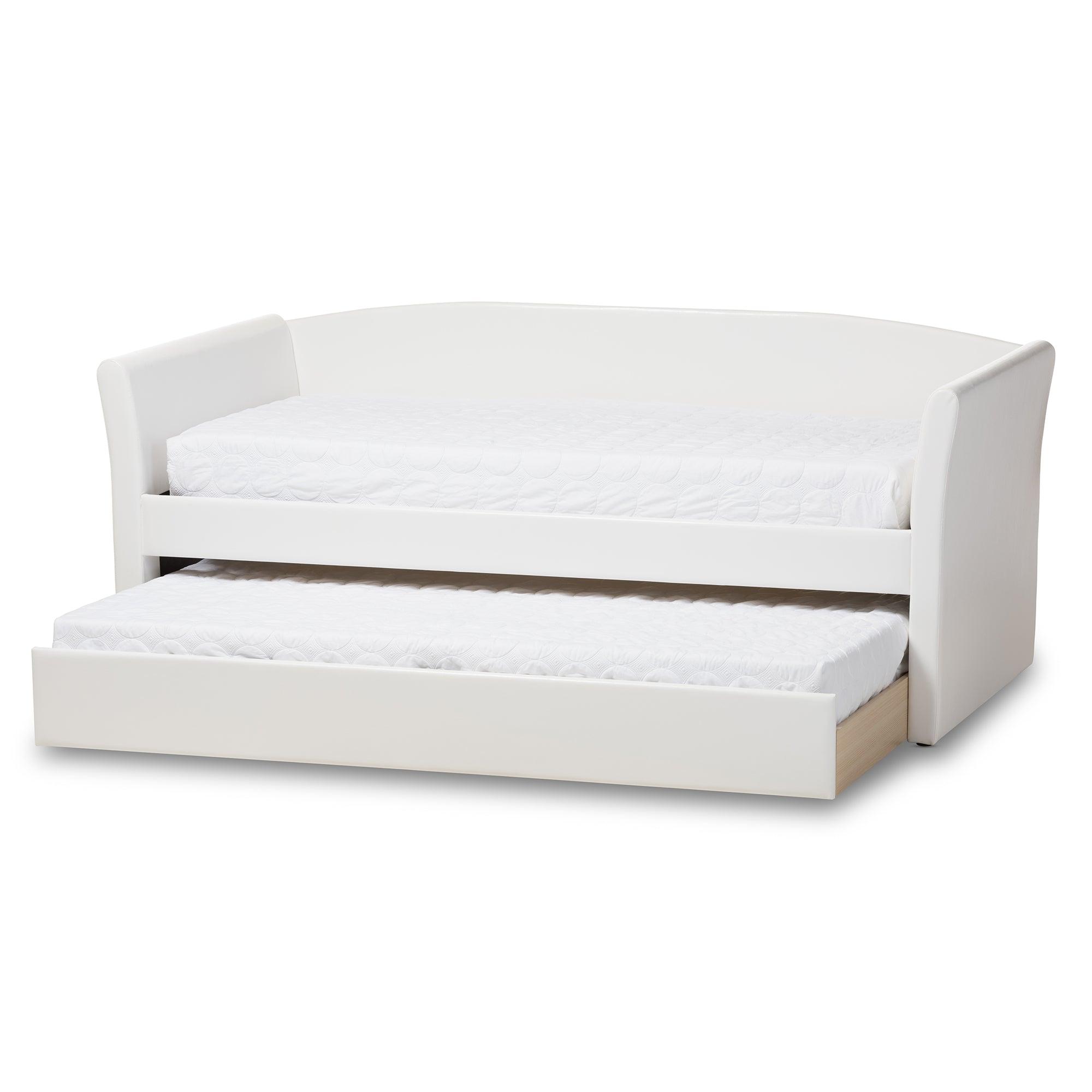 Camino Modern and Contemporary Faux Leather Upholstered Daybed with Guest Trundle Bed