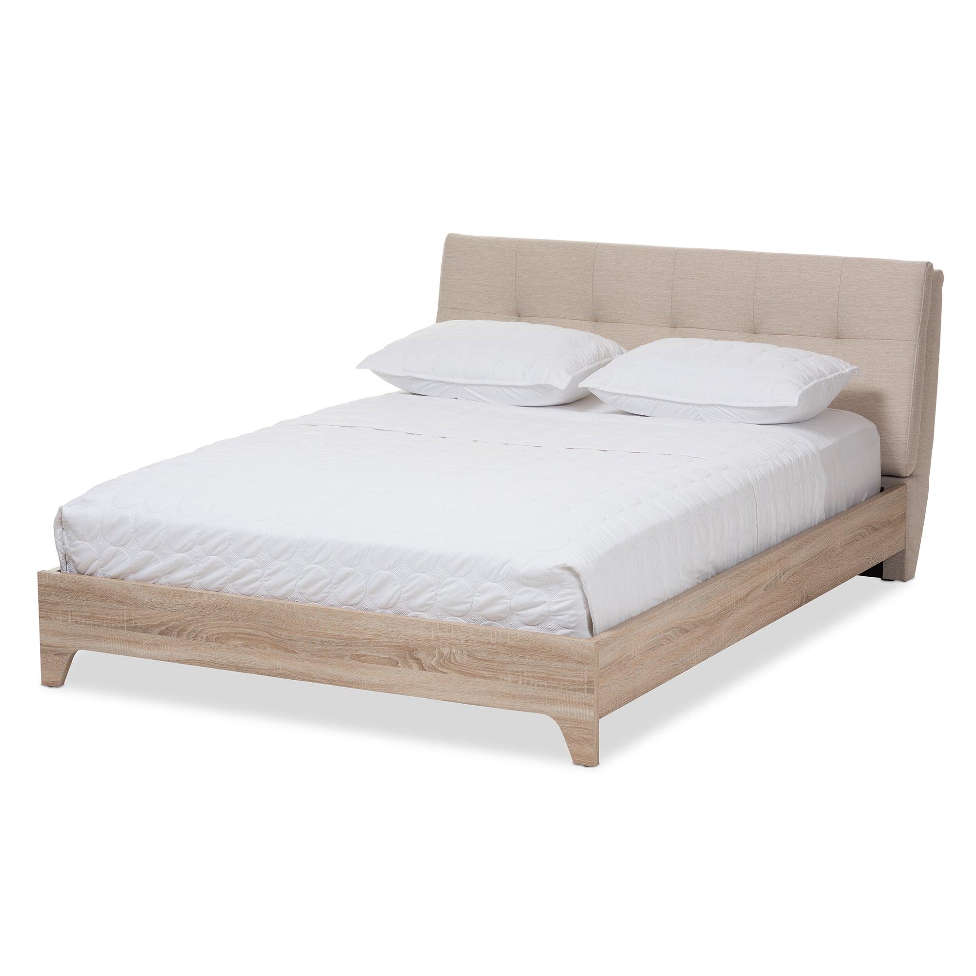 Adelia Mid-Century Light wash Platform Bed