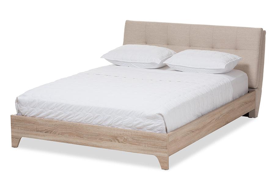 Adelia Mid-Century Light wash Platform Bed