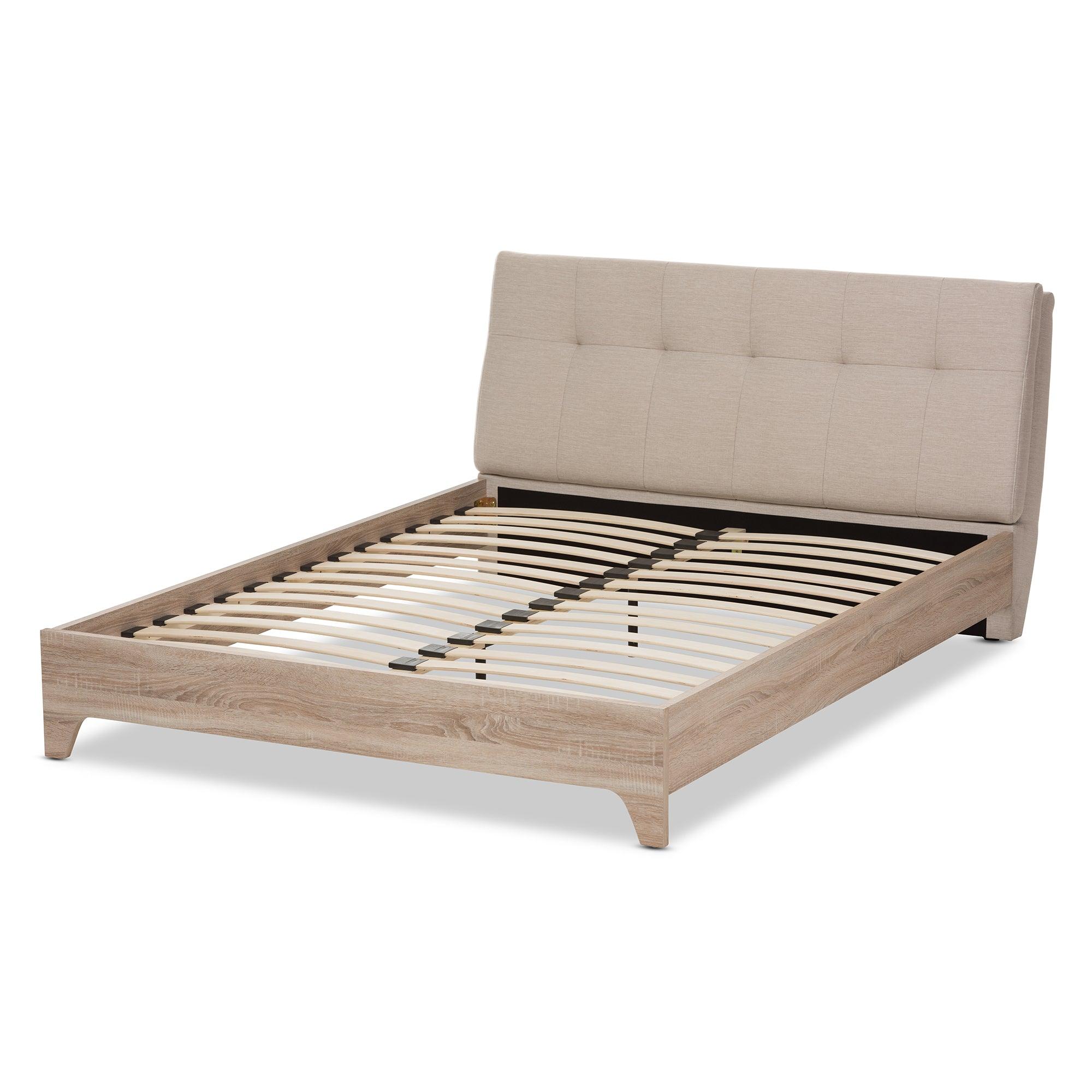 Adelia Mid-Century Light wash Platform Bed