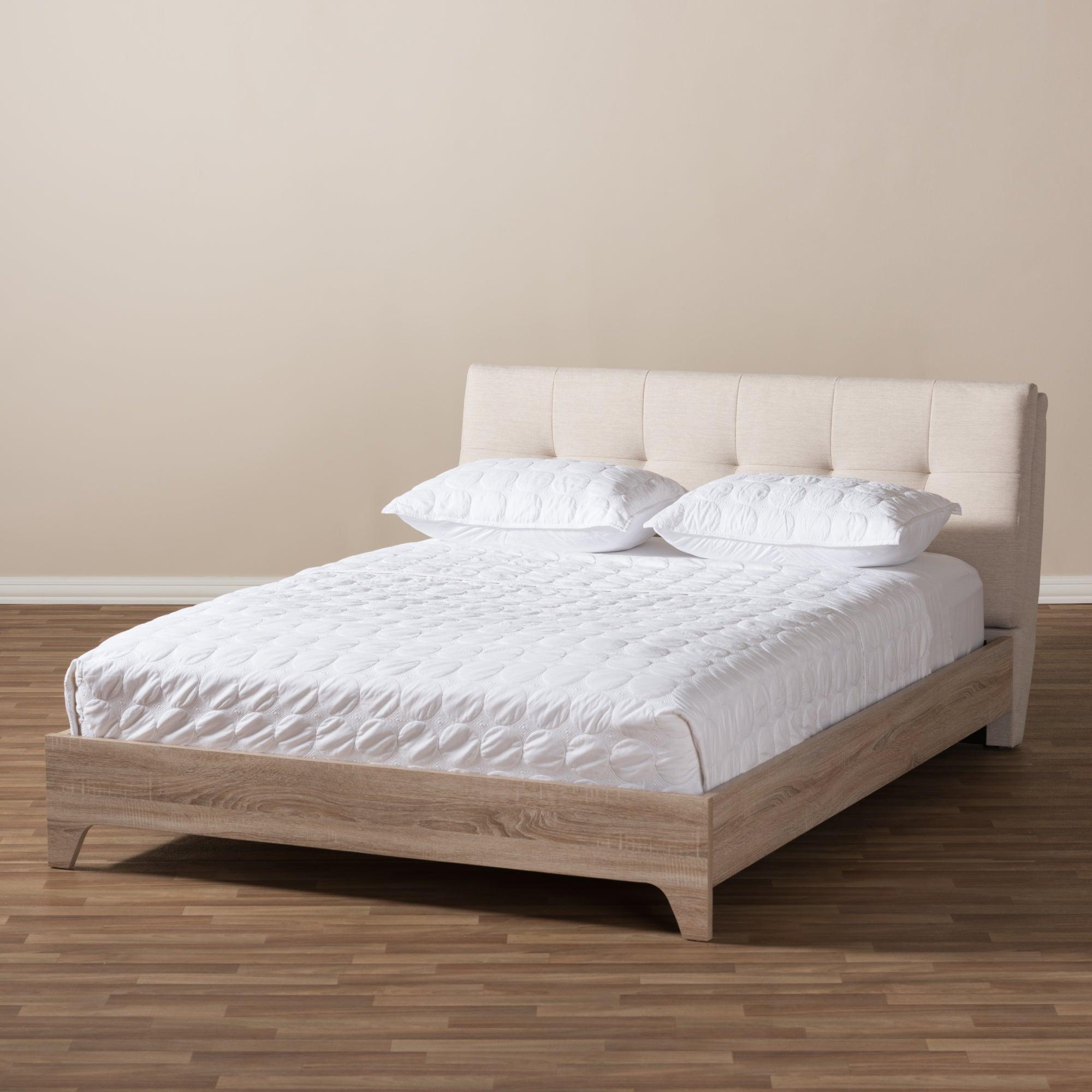 Adelia Mid-Century Light wash Platform Bed