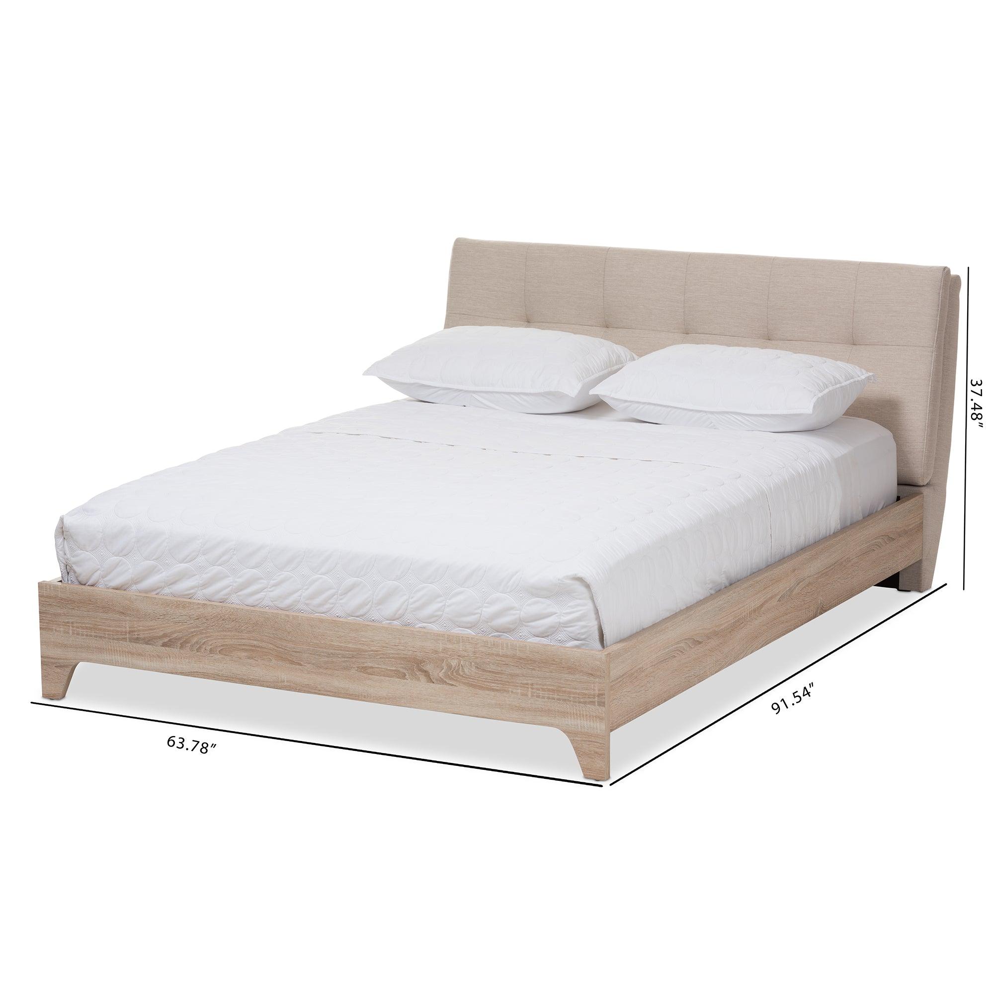 Adelia Mid-Century Light wash Platform Bed