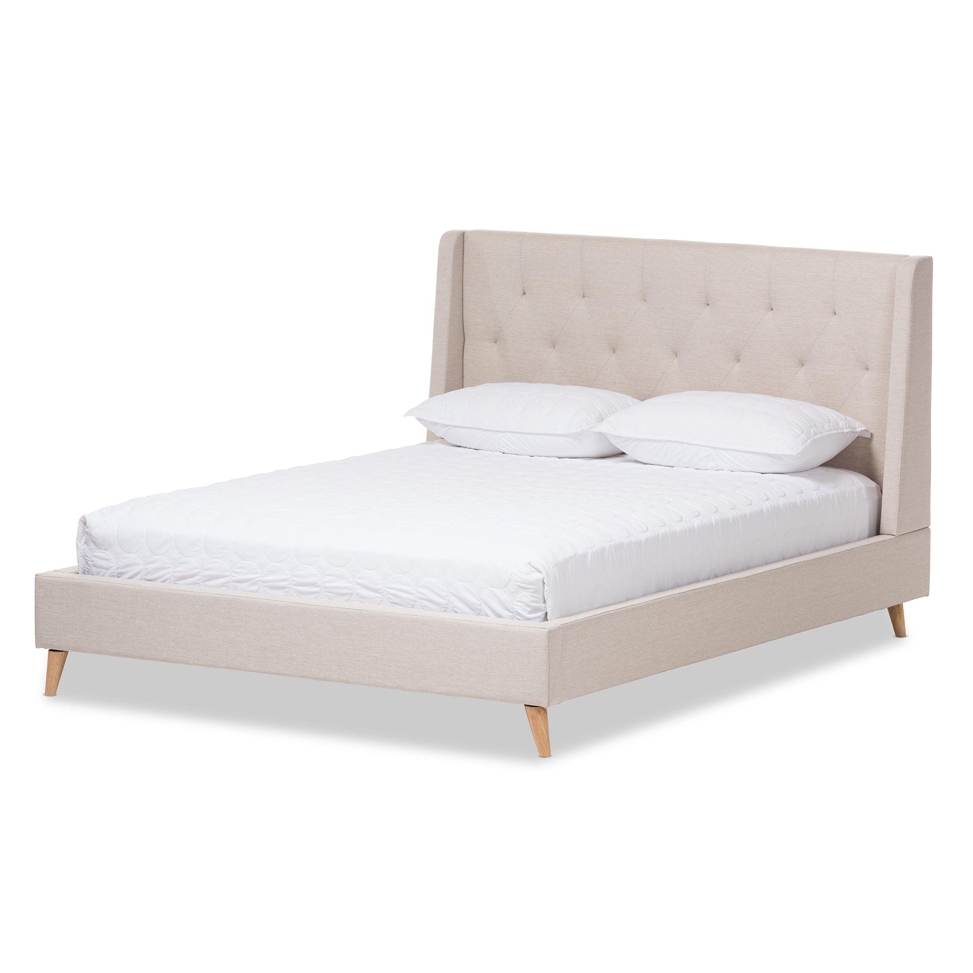 Adelaide Retro Modern Light Fabric Upholstered Platform Bed