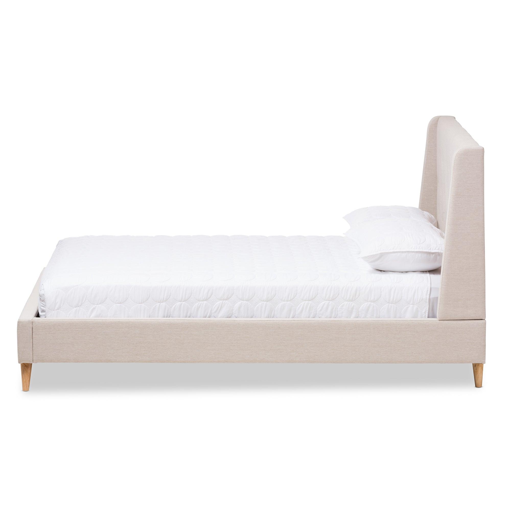 Adelaide Retro Modern Light Fabric Upholstered Platform Bed