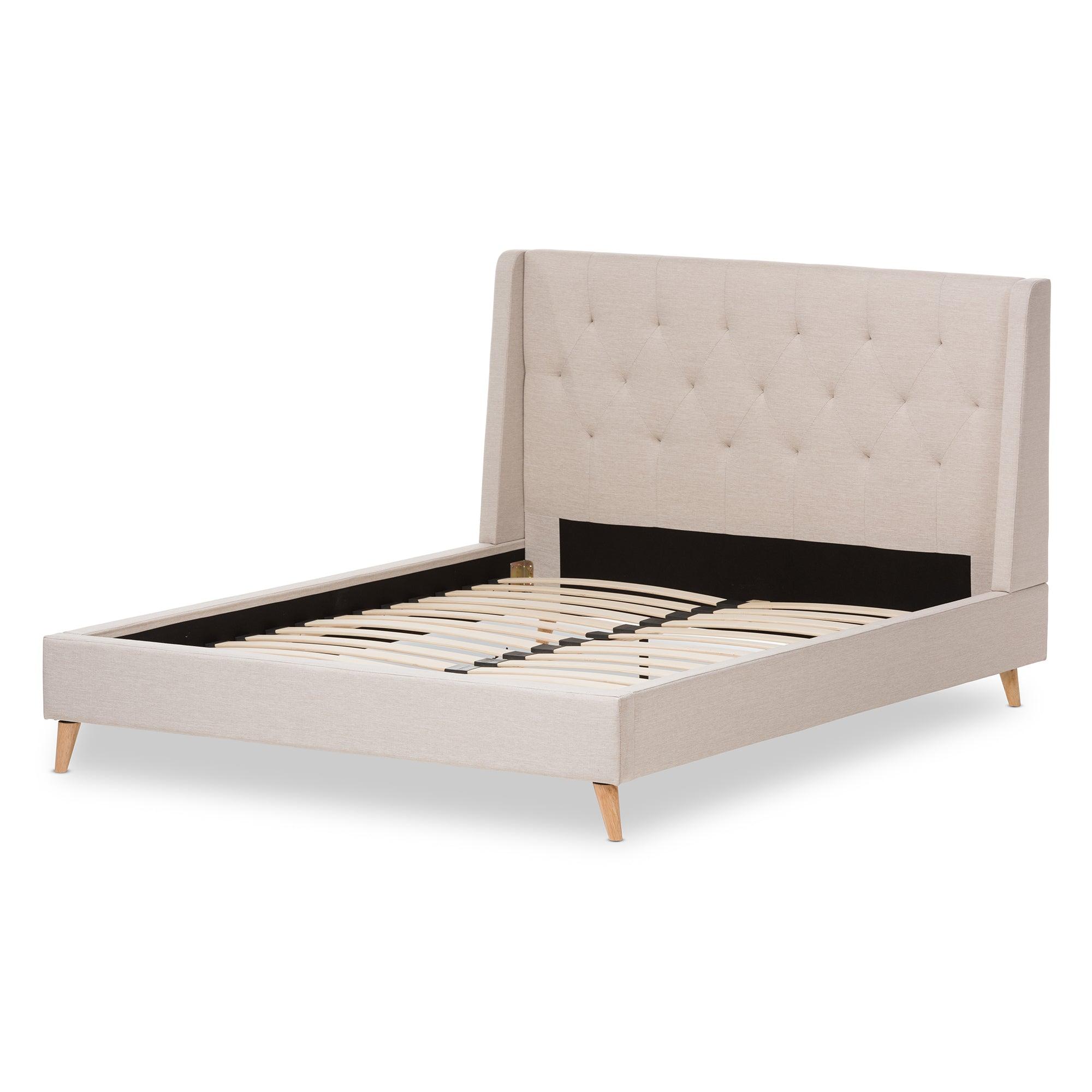 Adelaide Retro Modern Light Fabric Upholstered Platform Bed