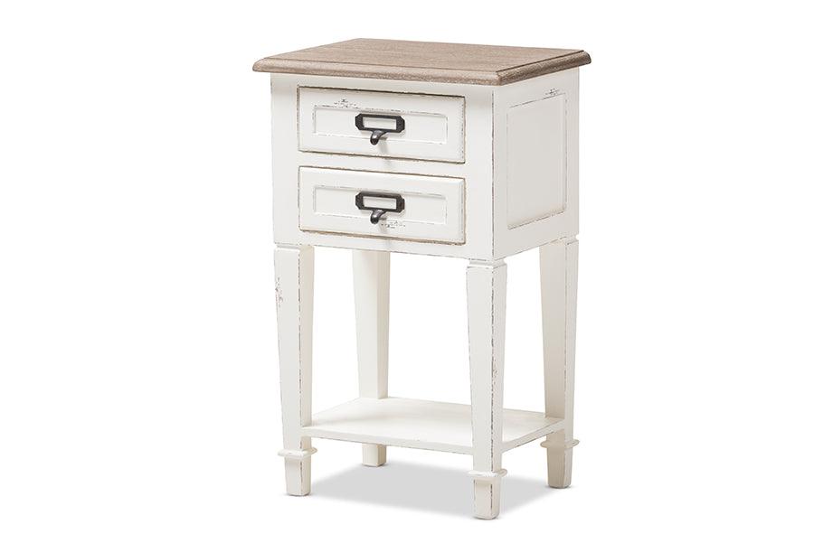 Dauphine Provincial Style Weathered and Wash Distressed Finish Wood Nightstand