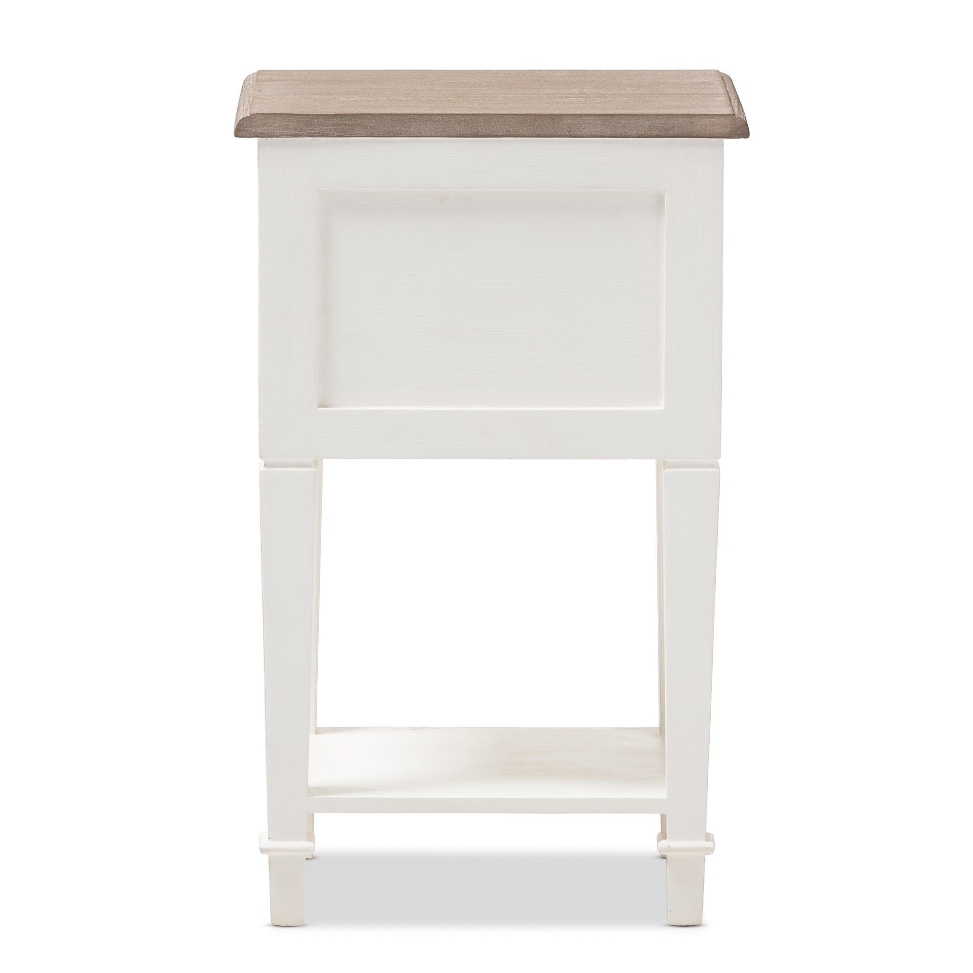 Dauphine Provincial Style Weathered and Wash Distressed Finish Wood Nightstand