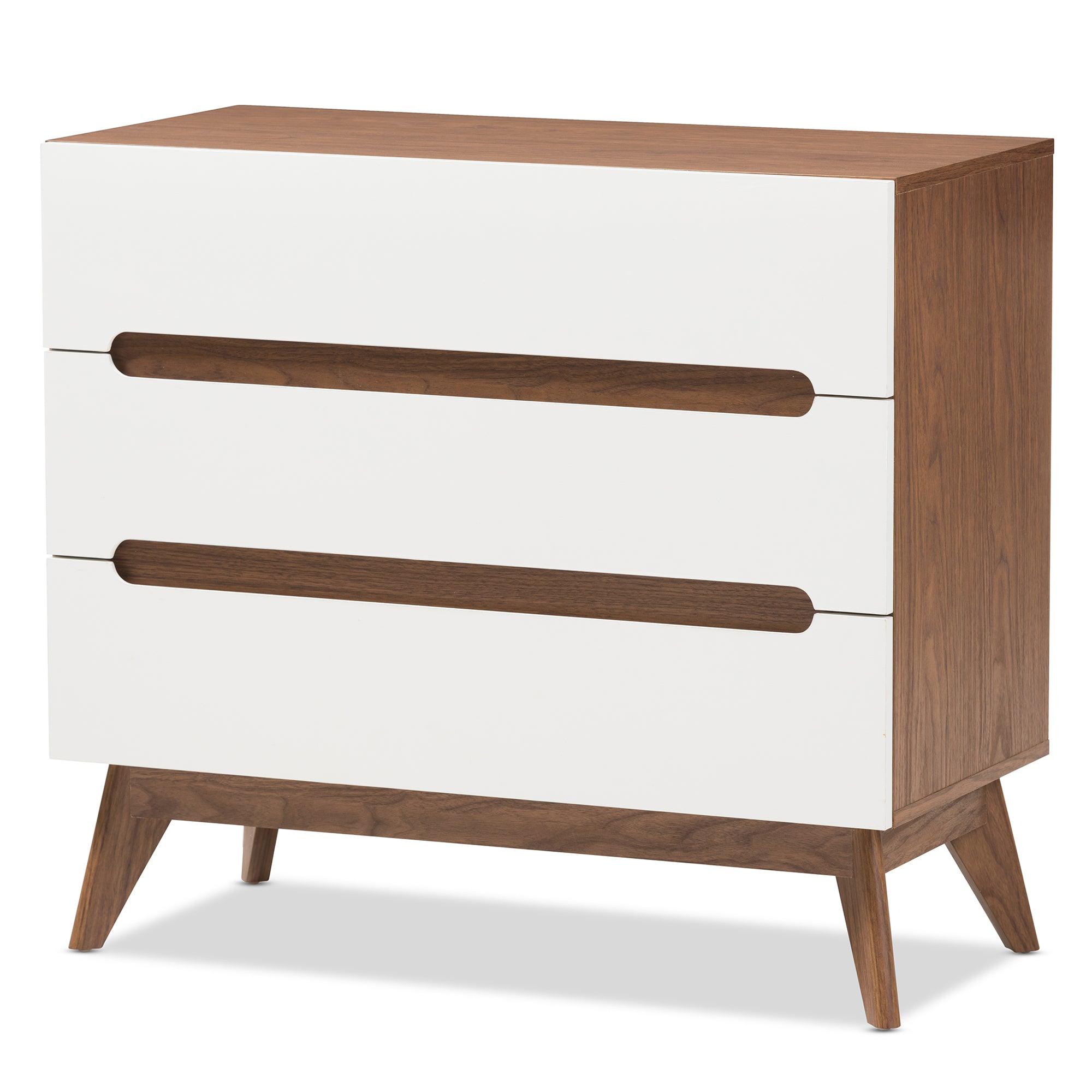 Calypso Mid-Century Modern and Wood 3-Drawer Storage Chest