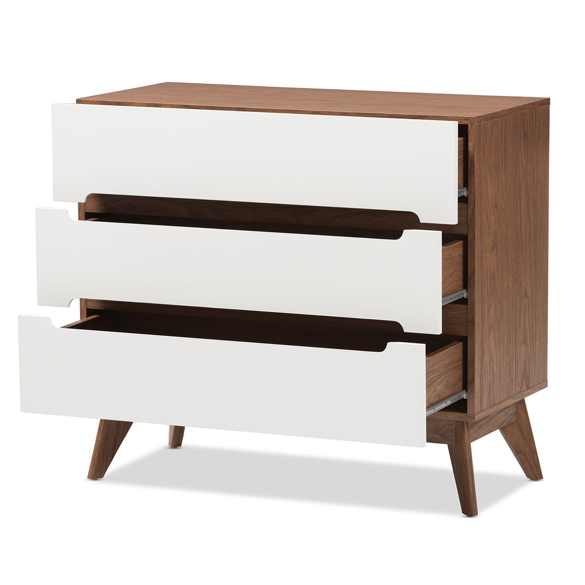 Calypso Mid-Century Modern and Wood 3-Drawer Storage Chest