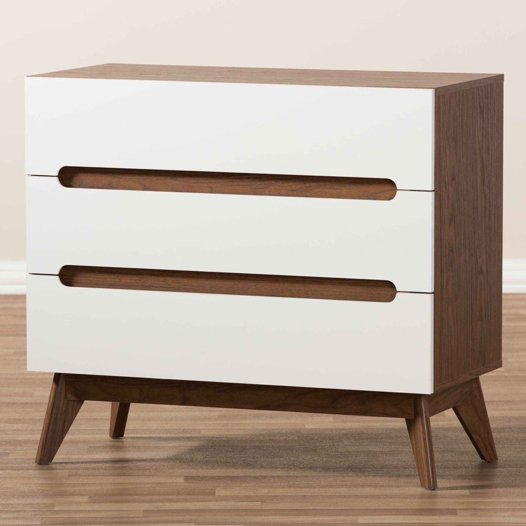 Calypso Mid-Century Modern and Wood 3-Drawer Storage Chest