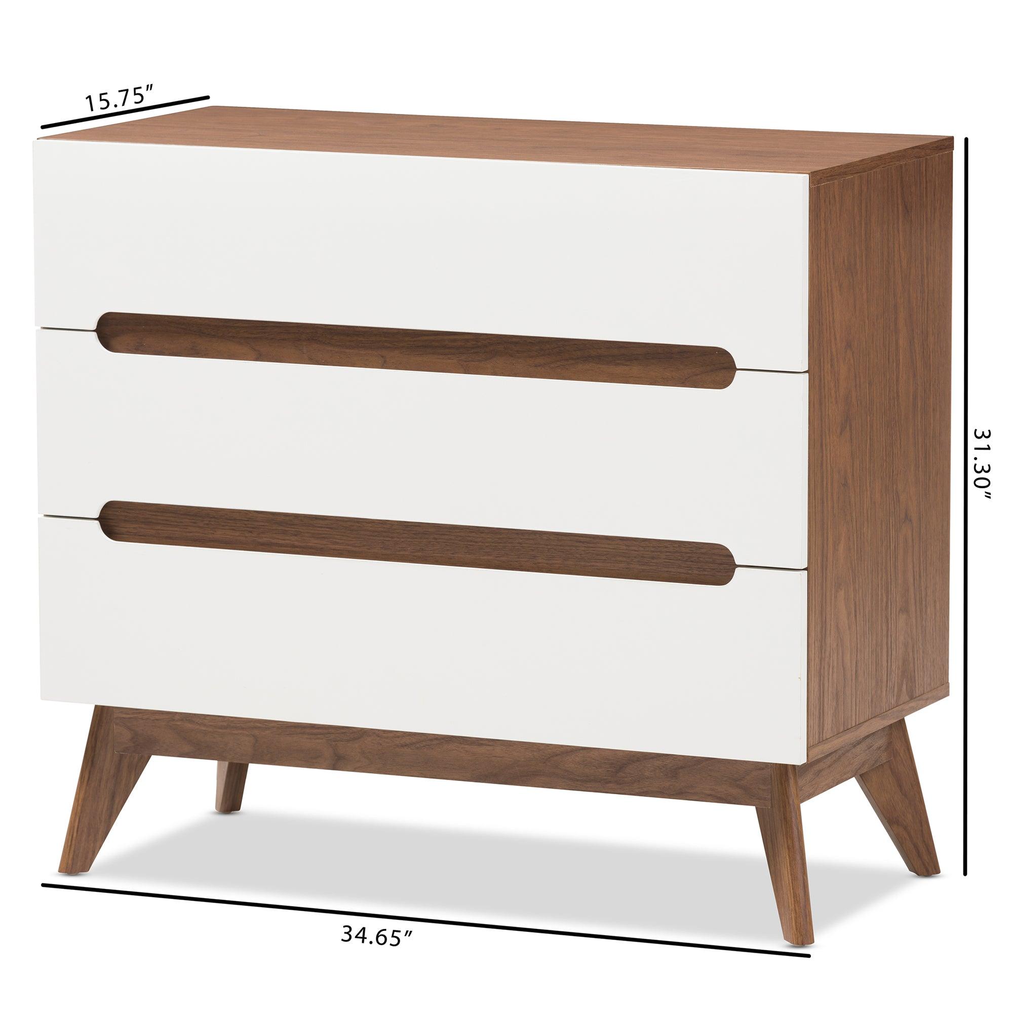 Calypso Mid-Century Modern and Wood 3-Drawer Storage Chest