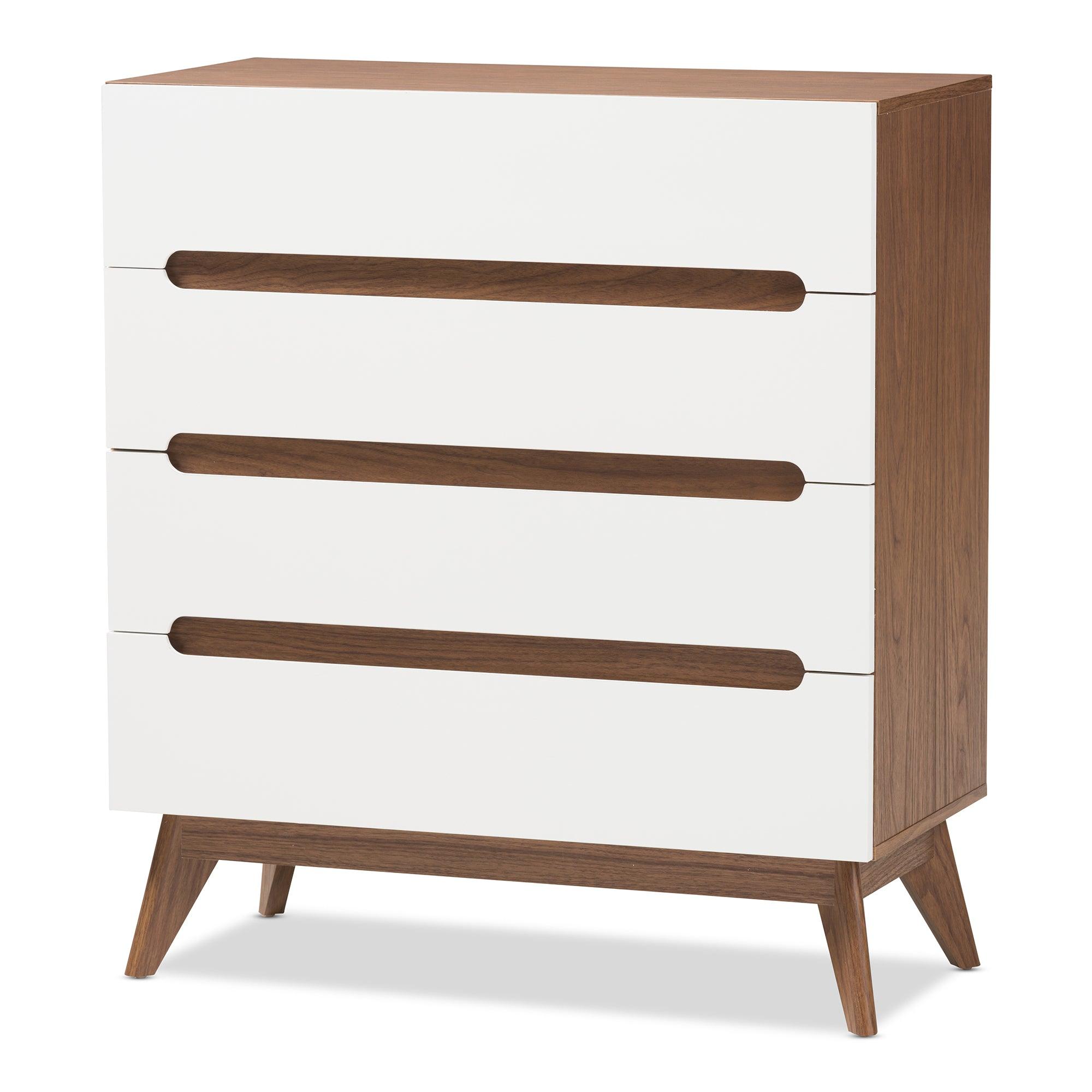 Calypso Mid-Century Modern and Wood 4-Drawer Storage Chest