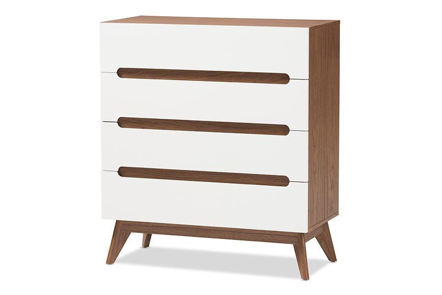 Calypso Mid-Century Modern and Wood 4-Drawer Storage Chest