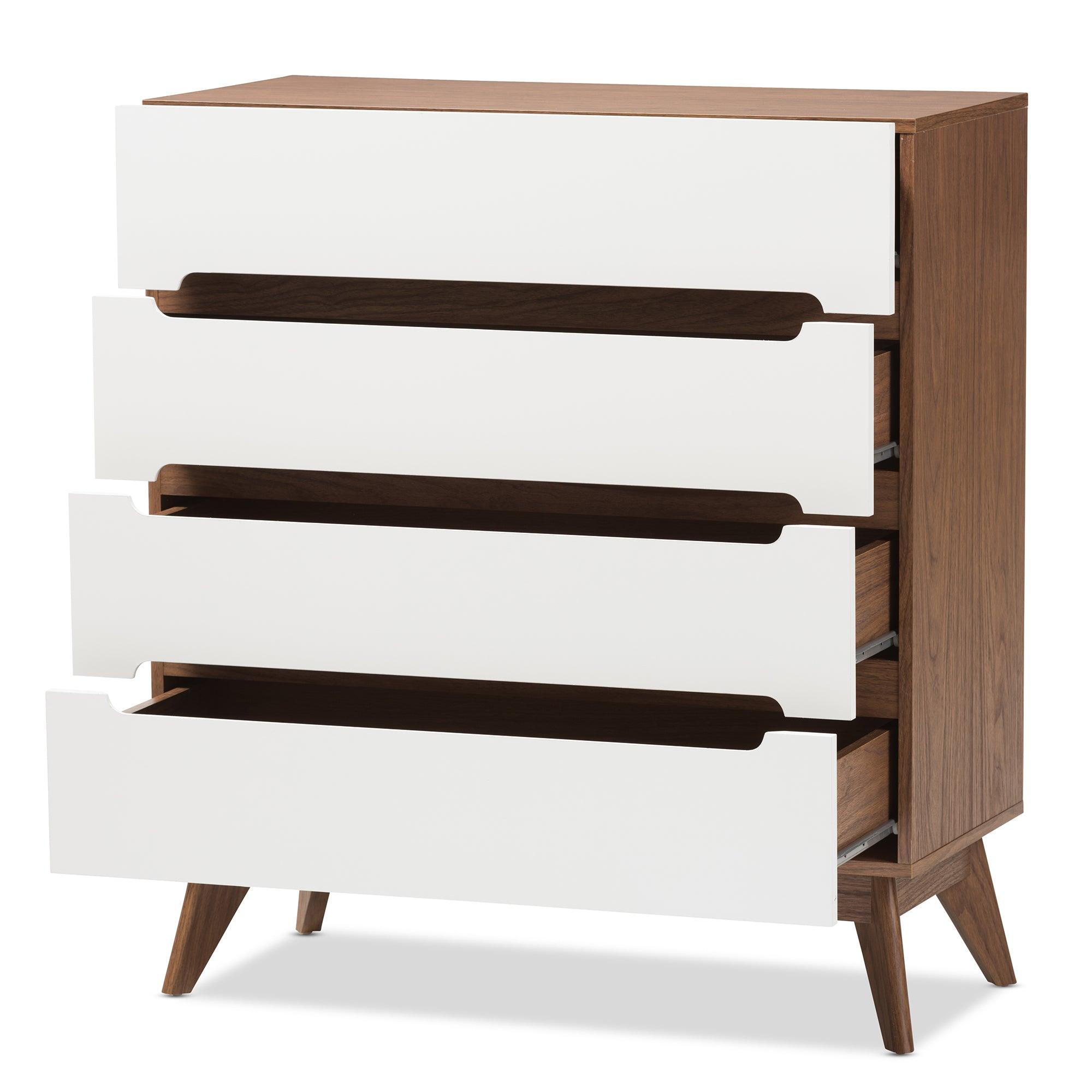 Calypso Mid-Century Modern and Wood 4-Drawer Storage Chest