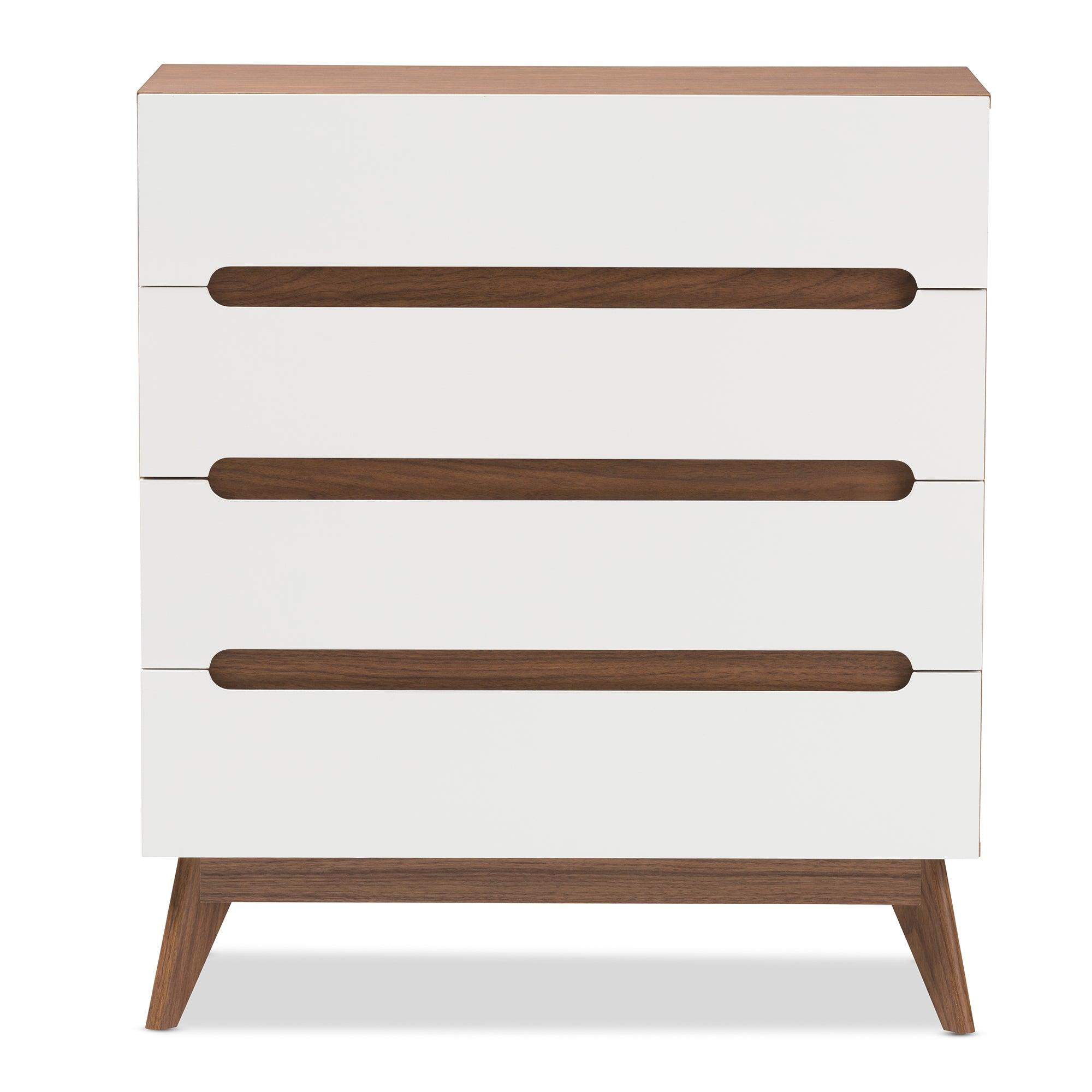 Calypso Mid-Century Modern and Wood 4-Drawer Storage Chest