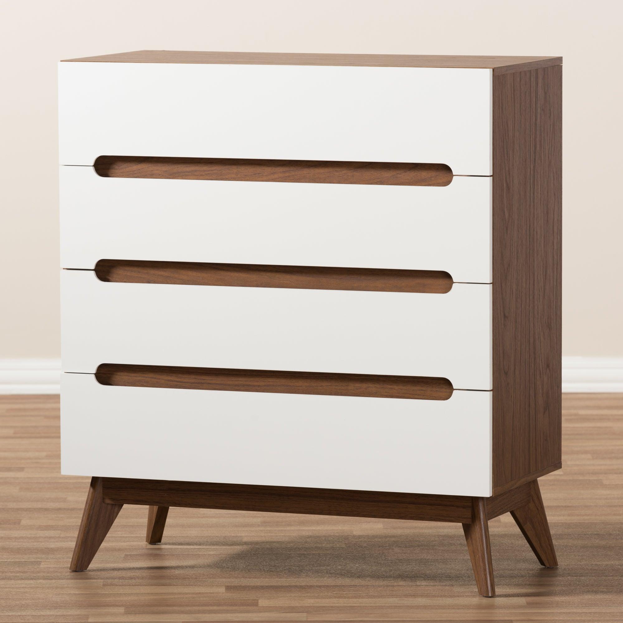 Calypso Mid-Century Modern and Wood 4-Drawer Storage Chest