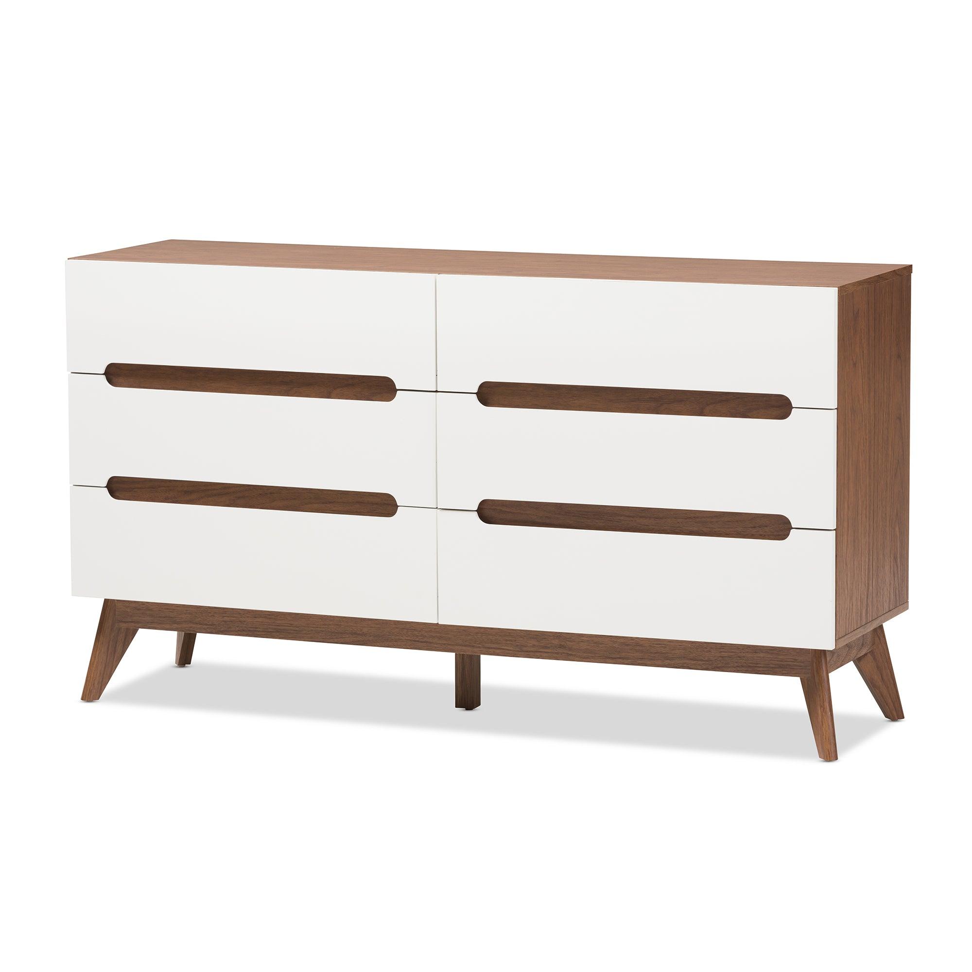 Calypso Mid-Century Modern and Wood 6-Drawer Storage Dresser