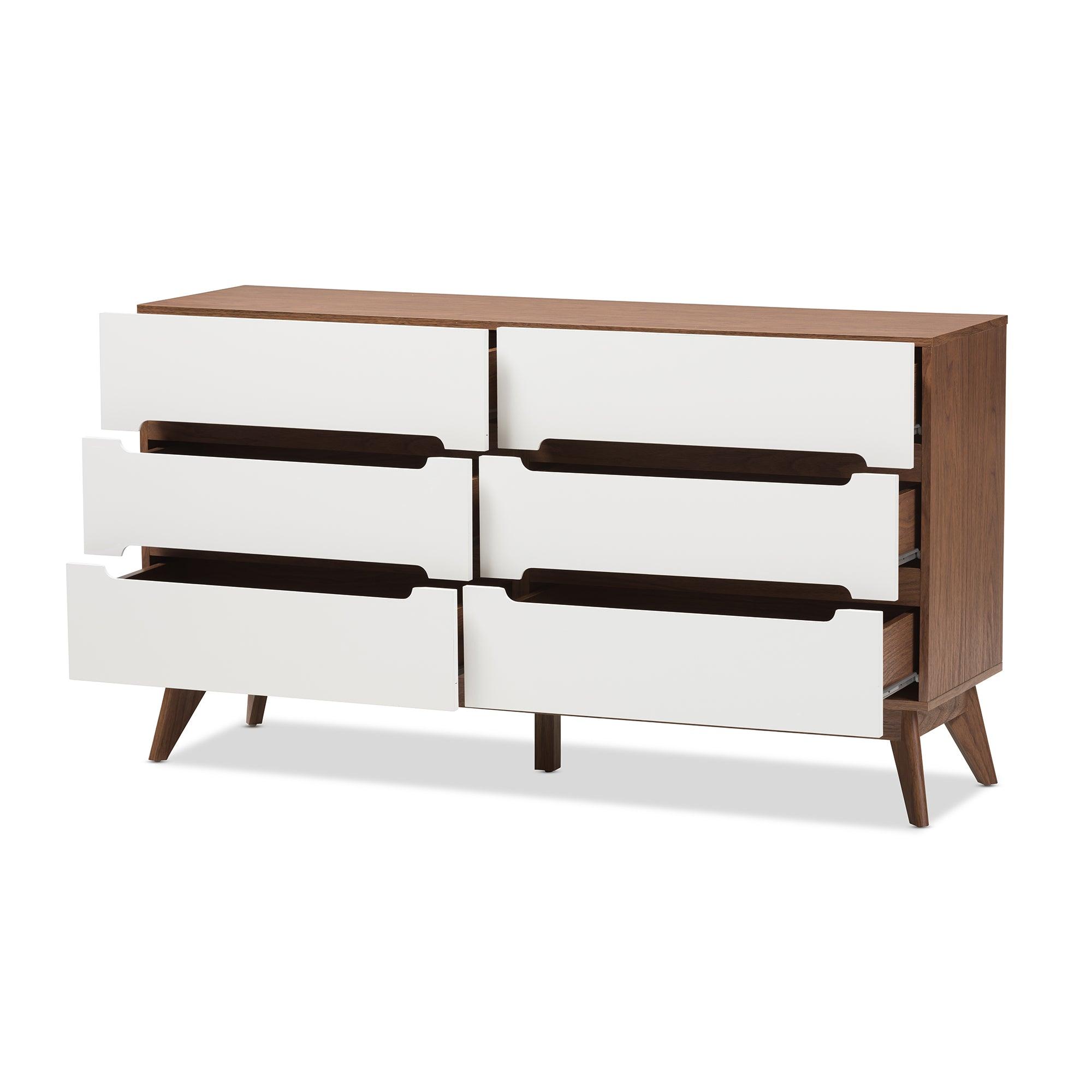 Calypso Mid-Century Modern and Wood 6-Drawer Storage Dresser