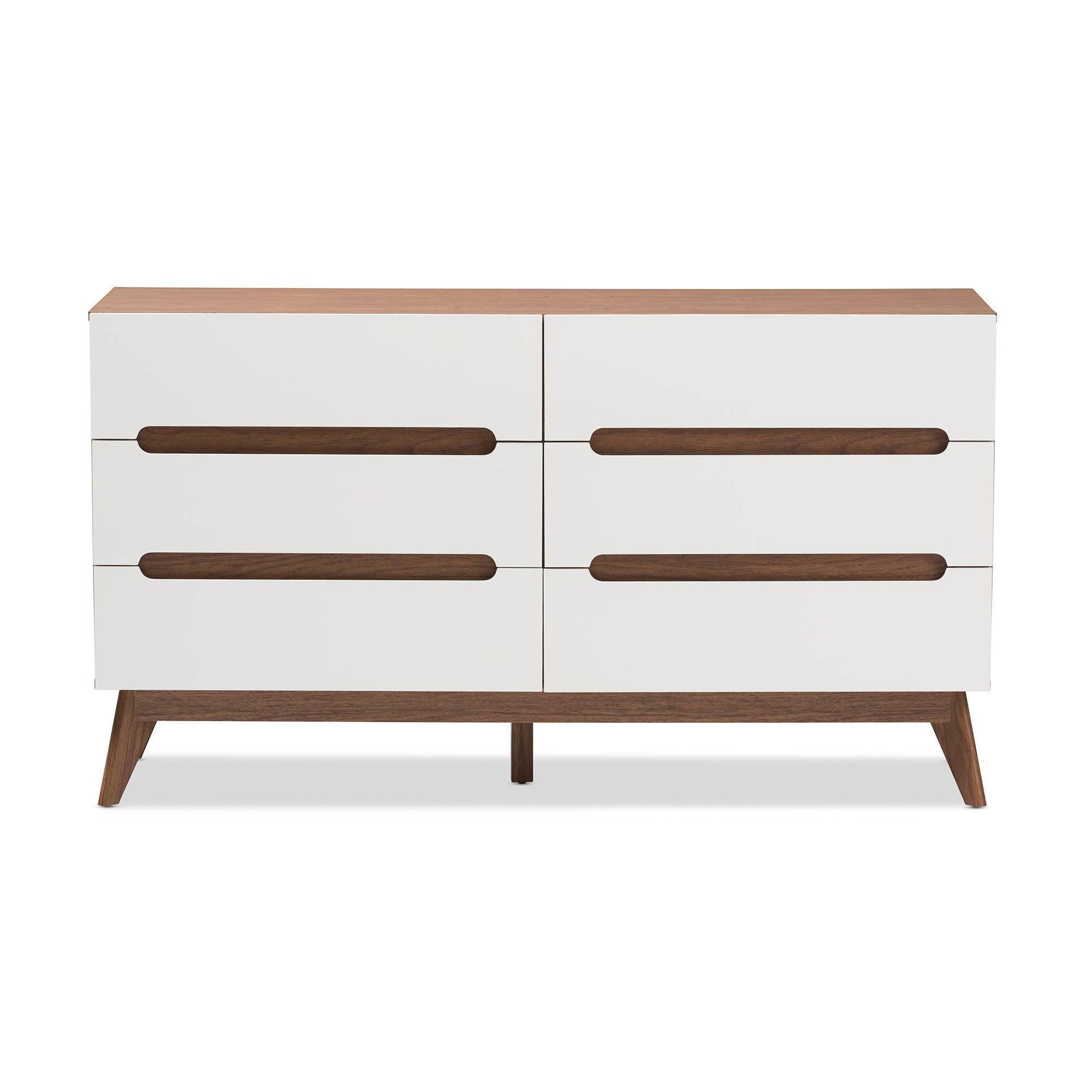 Calypso Mid-Century Modern and Wood 6-Drawer Storage Dresser