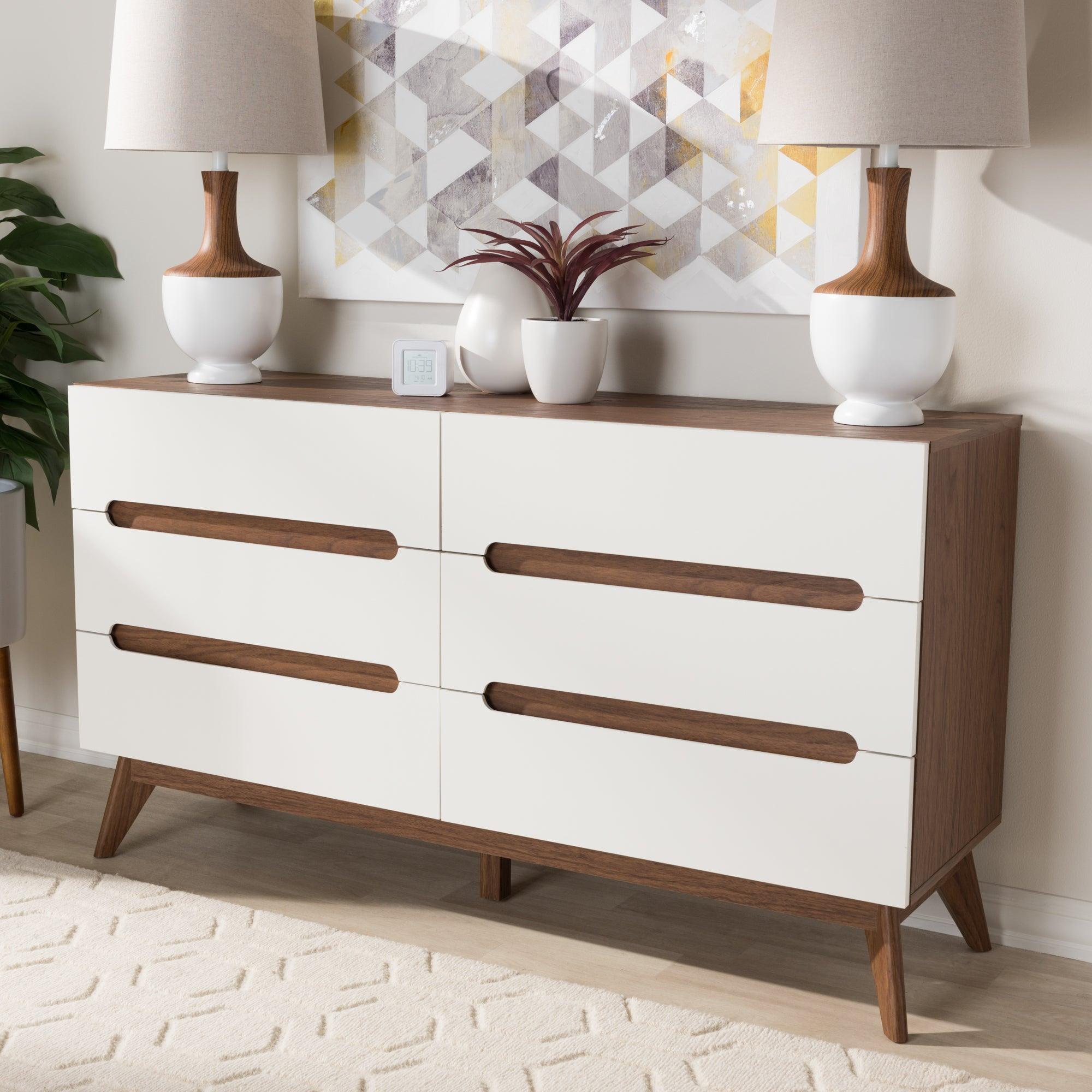 Calypso Mid-Century Modern and Wood 6-Drawer Storage Dresser