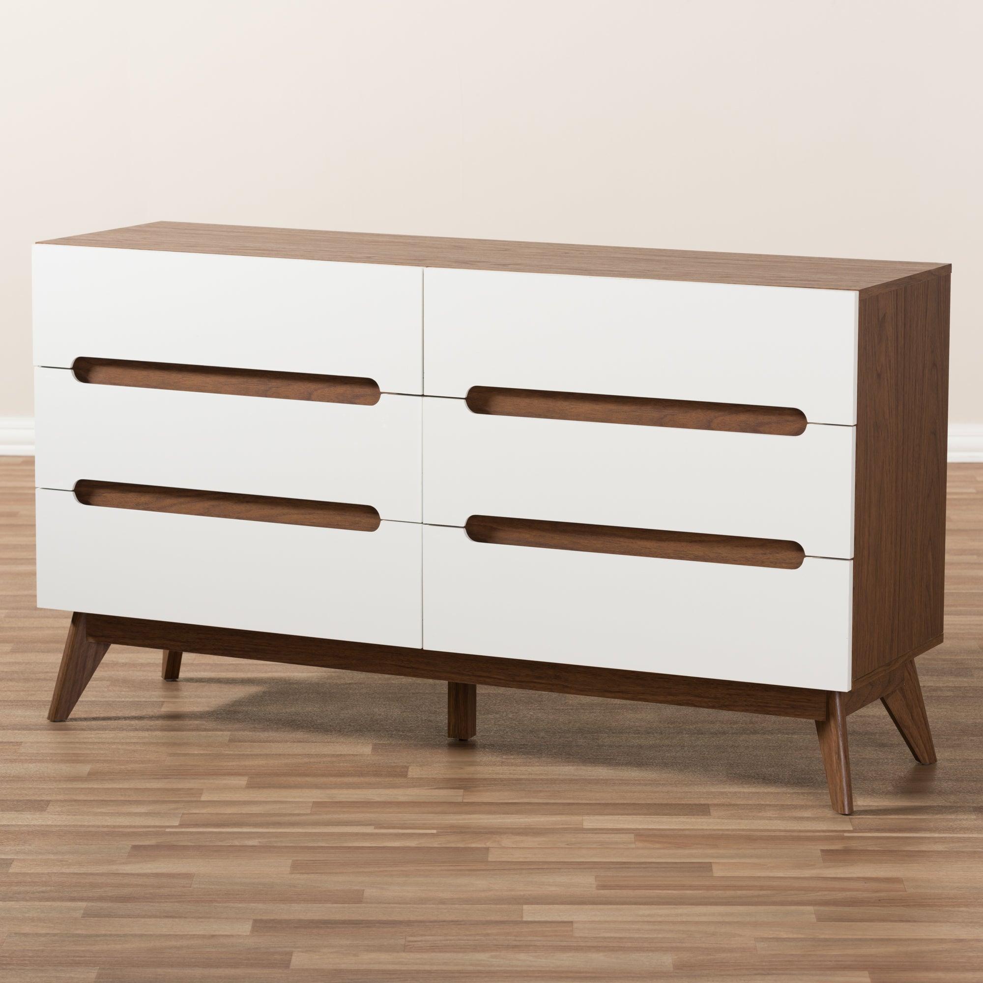 Calypso Mid-Century Modern and Wood 6-Drawer Storage Dresser