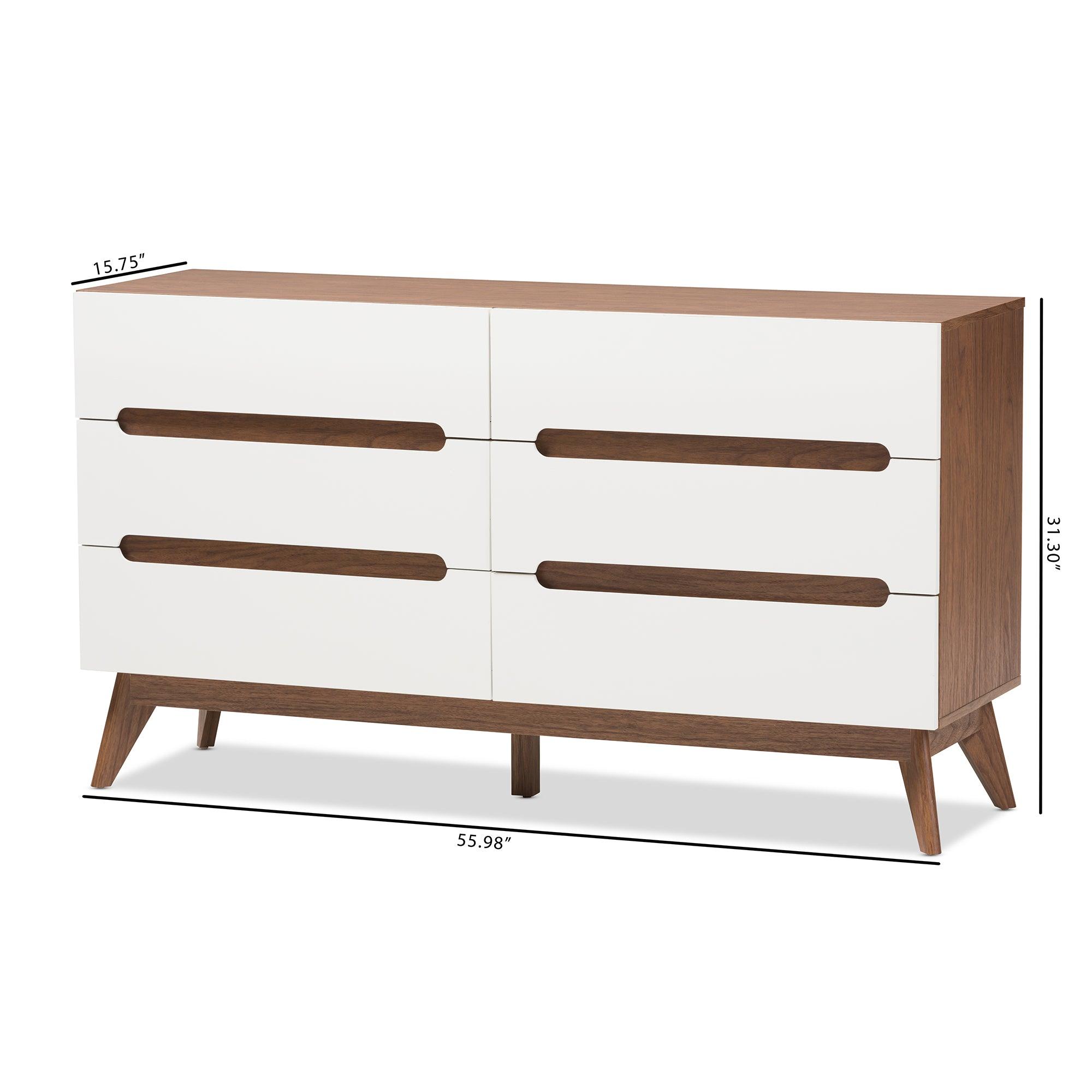 Calypso Mid-Century Modern and Wood 6-Drawer Storage Dresser