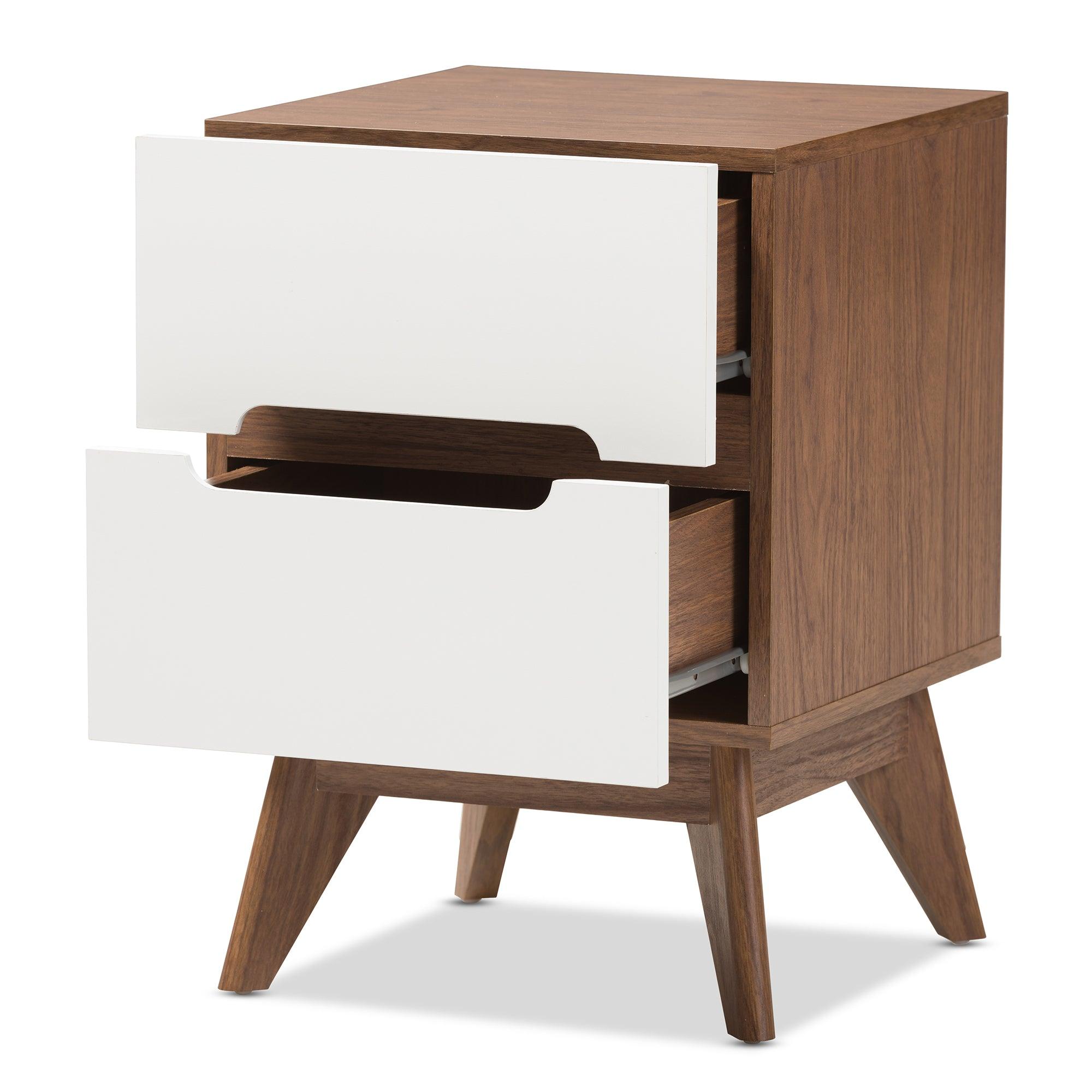 Calypso Mid-Century Modern and Wood 3-Drawer Storage Nightstand