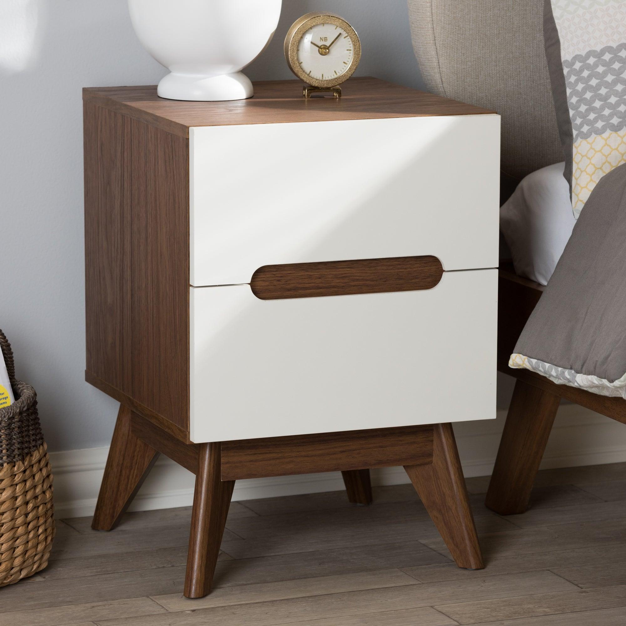 Calypso Mid-Century Modern and Wood 3-Drawer Storage Nightstand