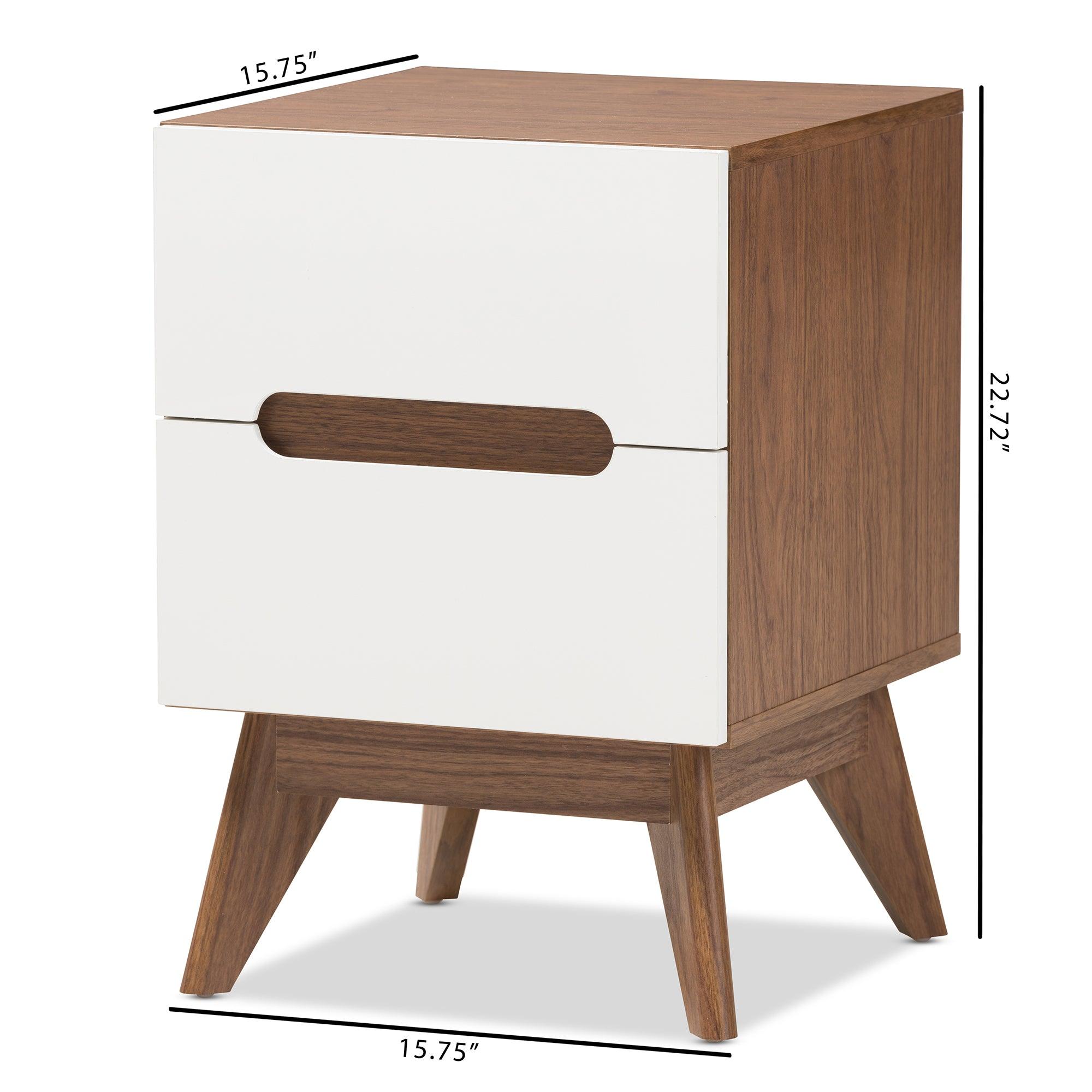 Calypso Mid-Century Modern and Wood 3-Drawer Storage Nightstand