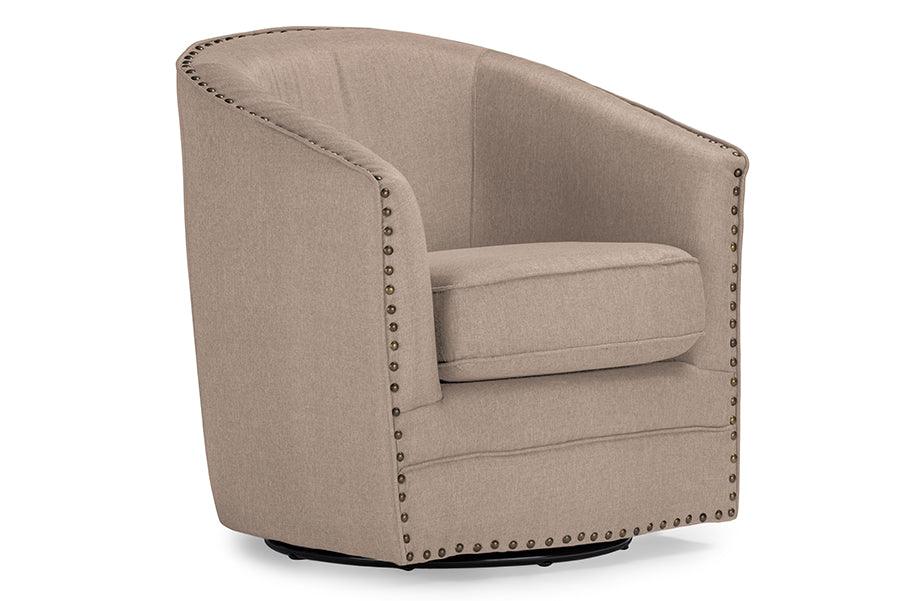 Porter Modern and Contemporary Classic Retro Fabric Upholstered Swivel Tub Chair