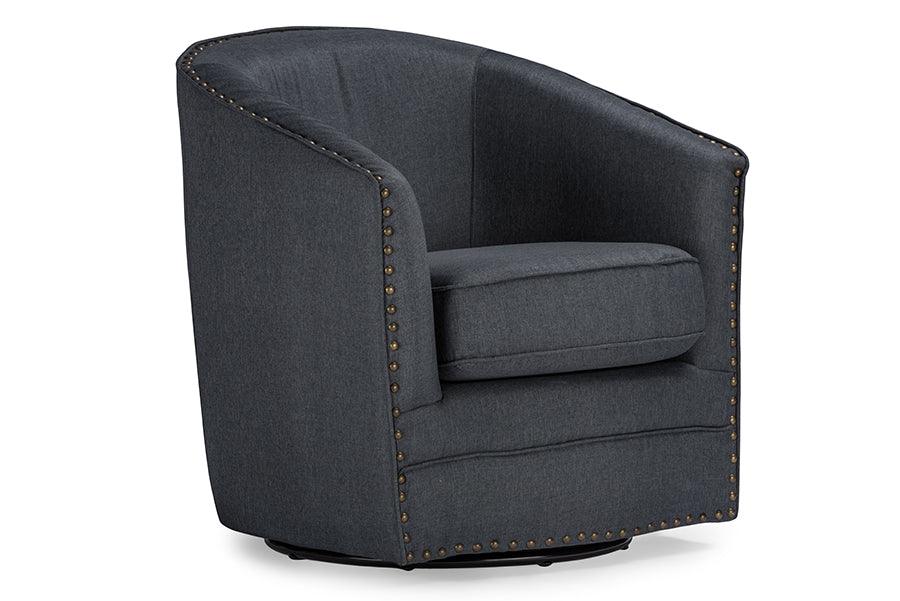 Porter Modern and Contemporary Classic Retro Fabric Upholstered Swivel Tub Chair