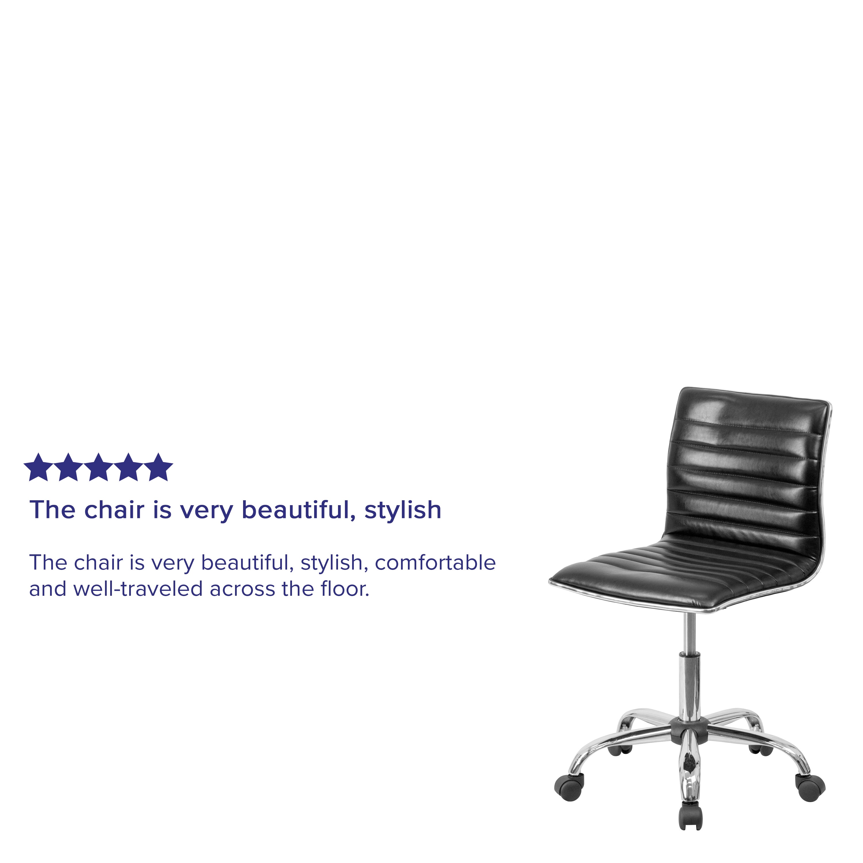 Low Back Designer Armless Ribbed Swivel Task Office Chair-Office Chair-Flash Furniture-Wall2Wall Furnishings