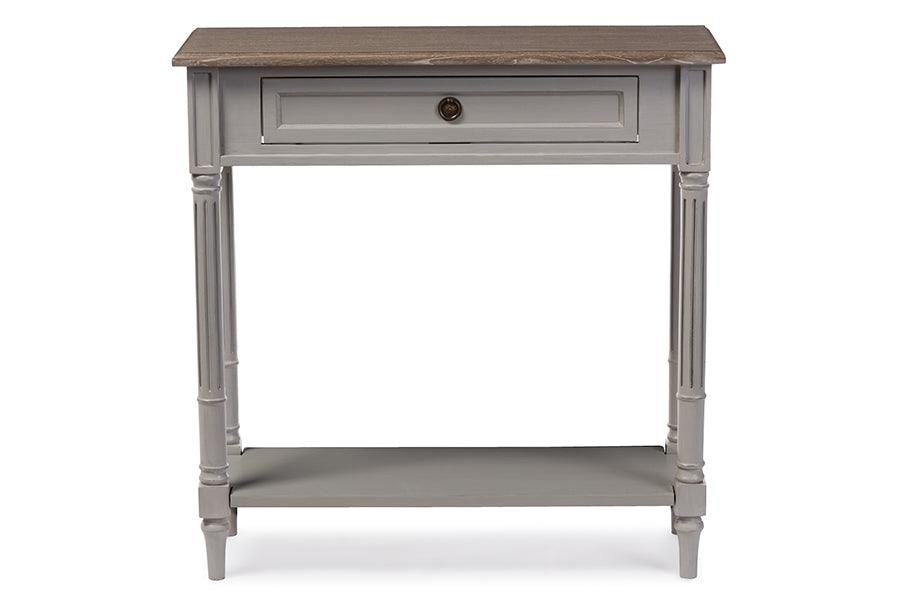 Edouard French Provincial Style Wash Distressed Wood and Two-tone 1-drawer Console Table