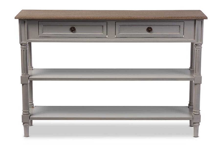 Edouard French Provincial Style Wash Distressed Wood and Two-tone 2-drawer Console Table