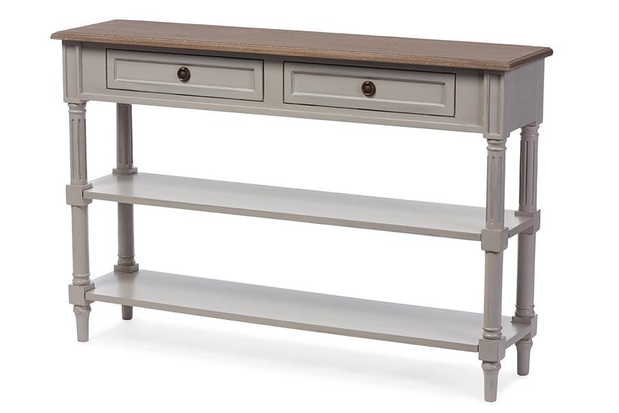 Edouard French Provincial Style Wash Distressed Wood and Two-tone 2-drawer Console Table