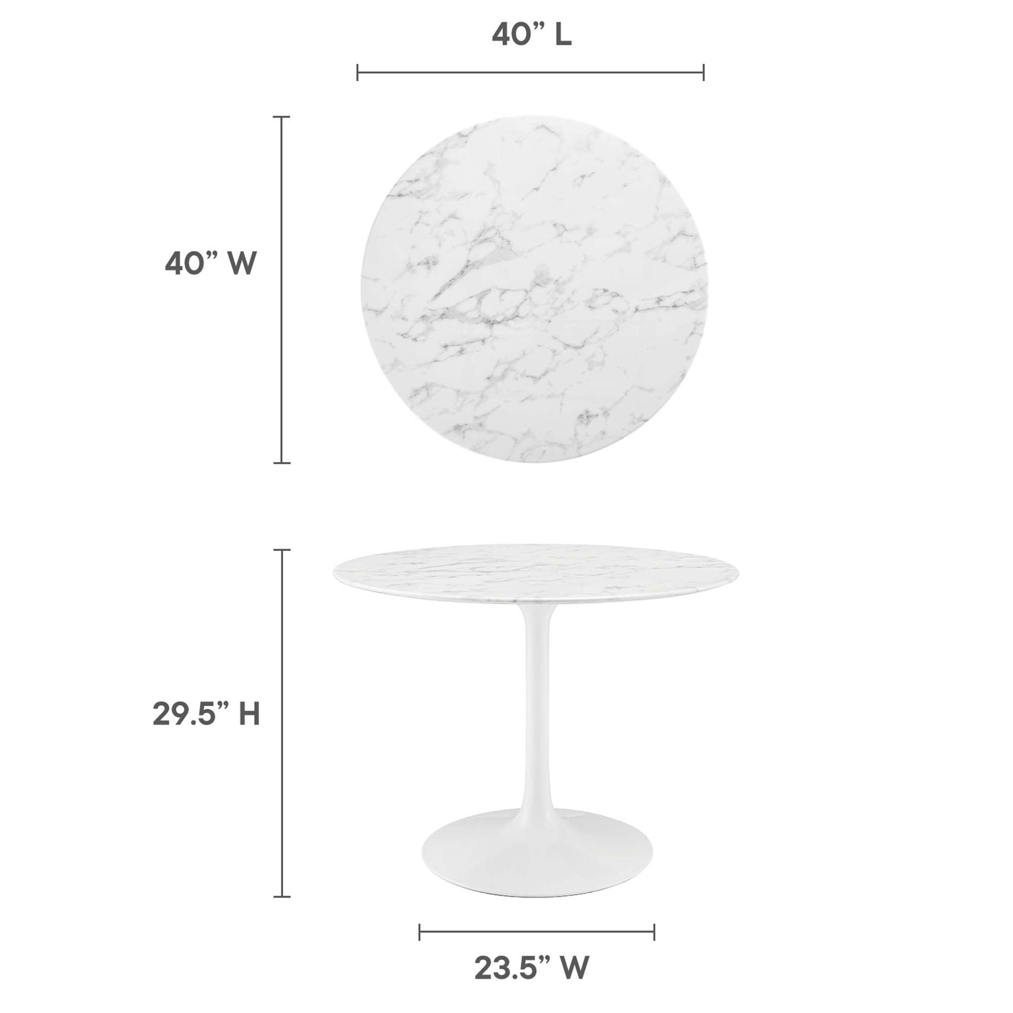 Lippa 40" Round Faux Marble Dining Table