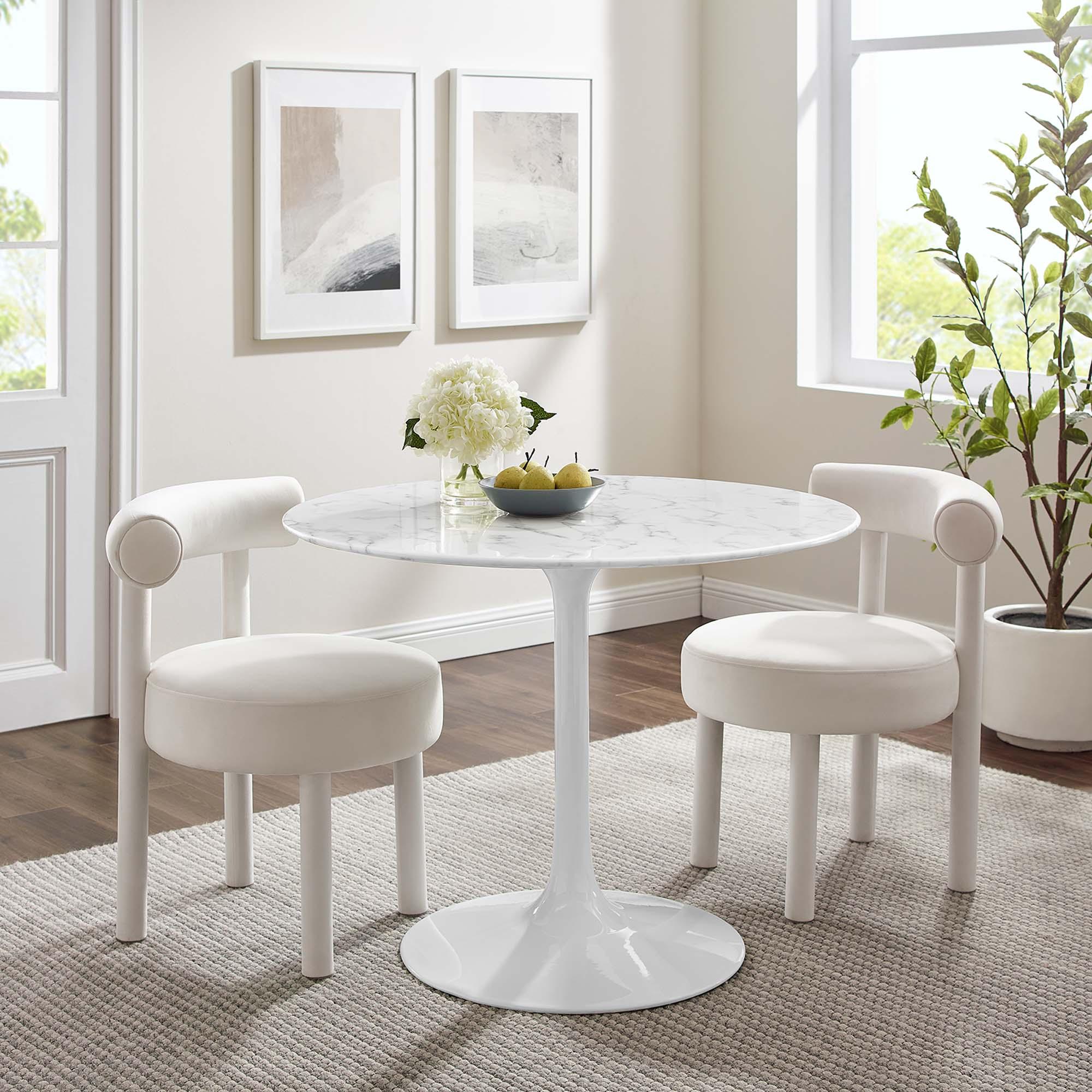 Lippa 40" Round Faux Marble Dining Table