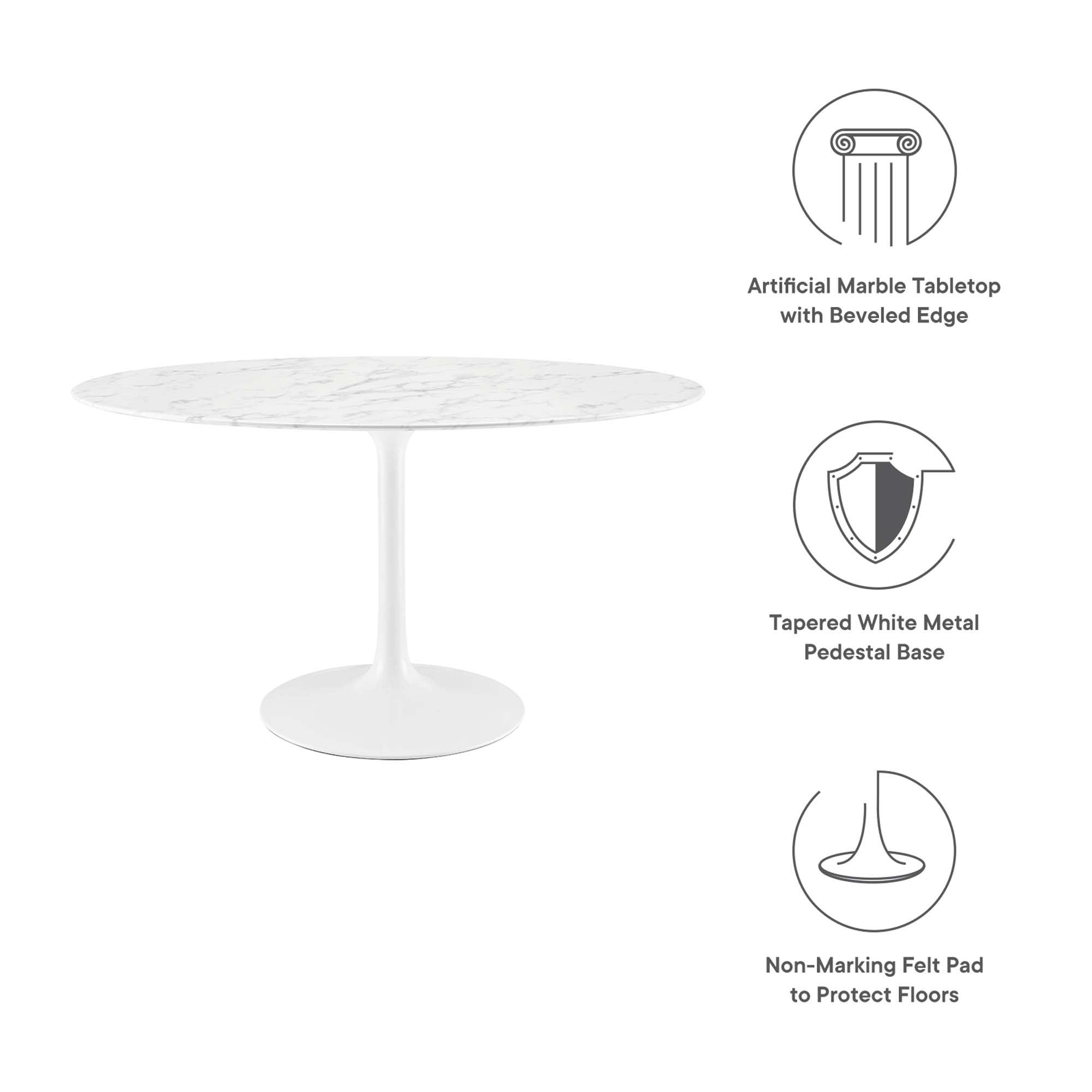 Lippa 54" Oval Faux Marble Dining Table