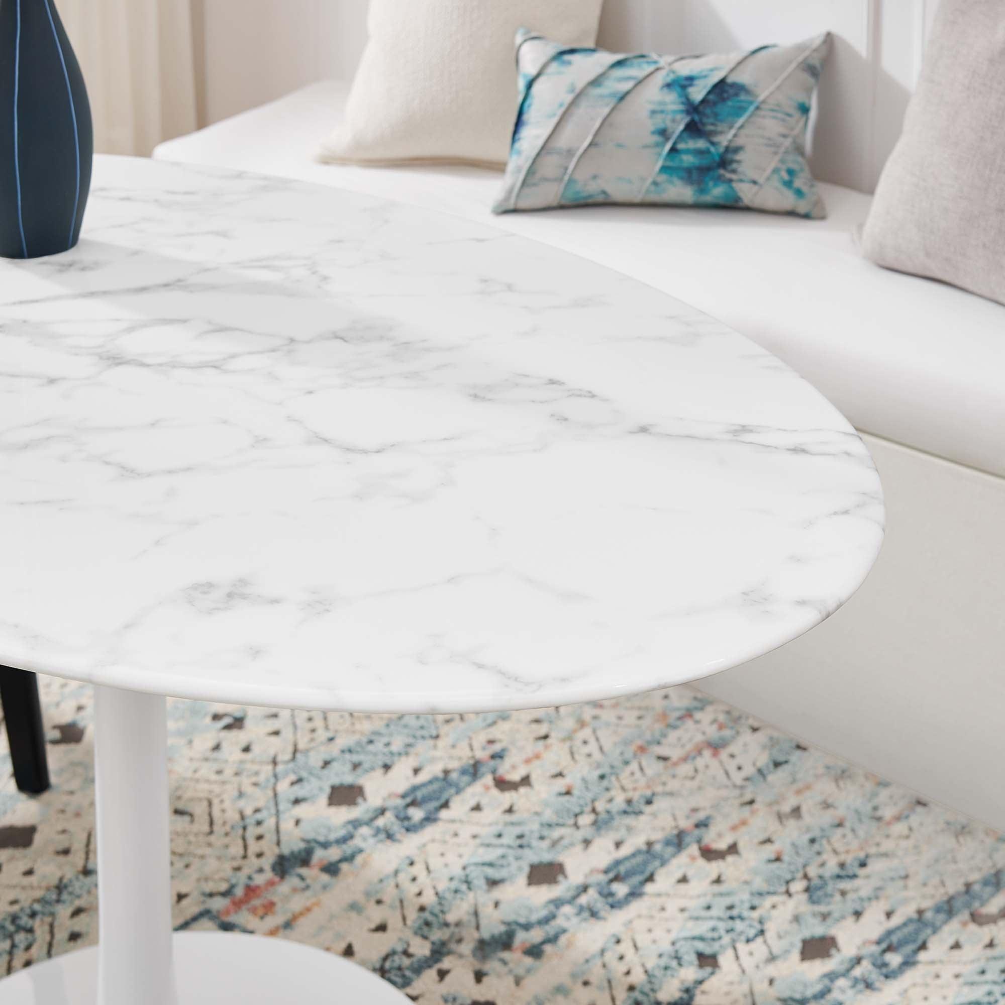 Lippa 54" Oval Faux Marble Dining Table