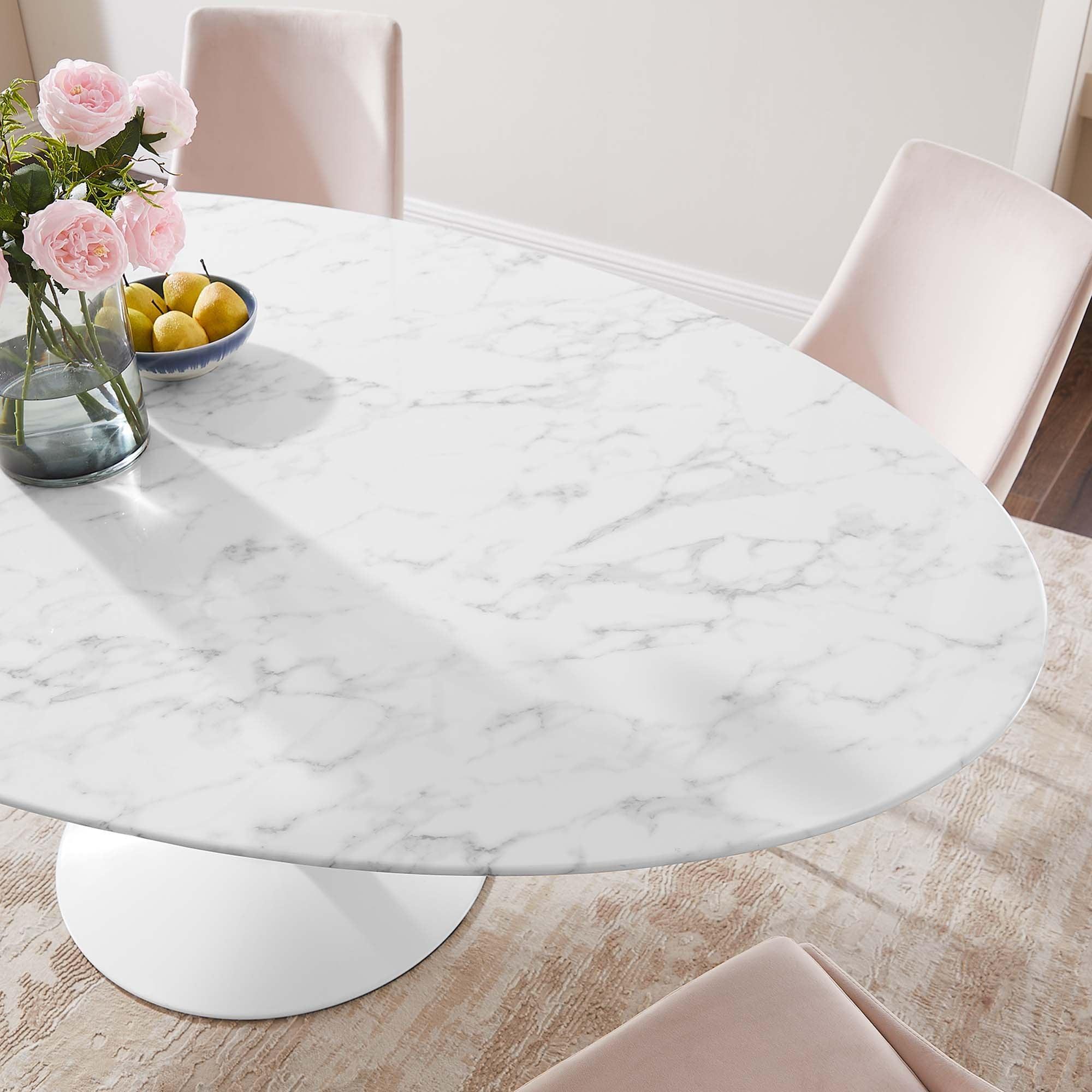 Lippa 78" Oval Faux Marble Dining Table