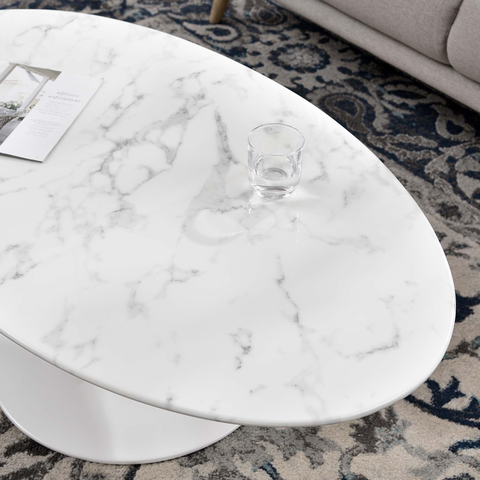 Lippa 48" Oval Faux Marble Coffee Table