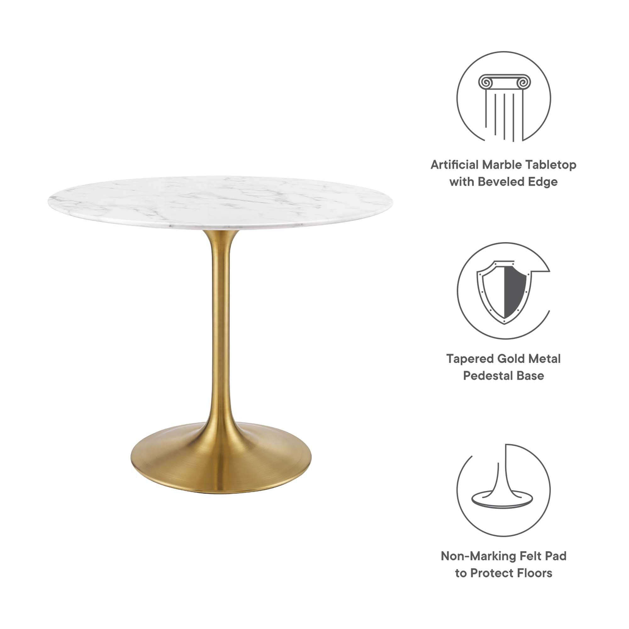 Lippa 36" Round Faux Marble Dining Table