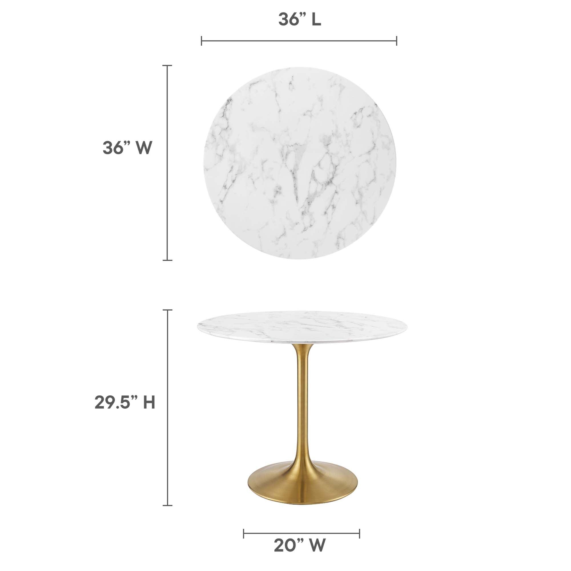 Lippa 36" Round Faux Marble Dining Table