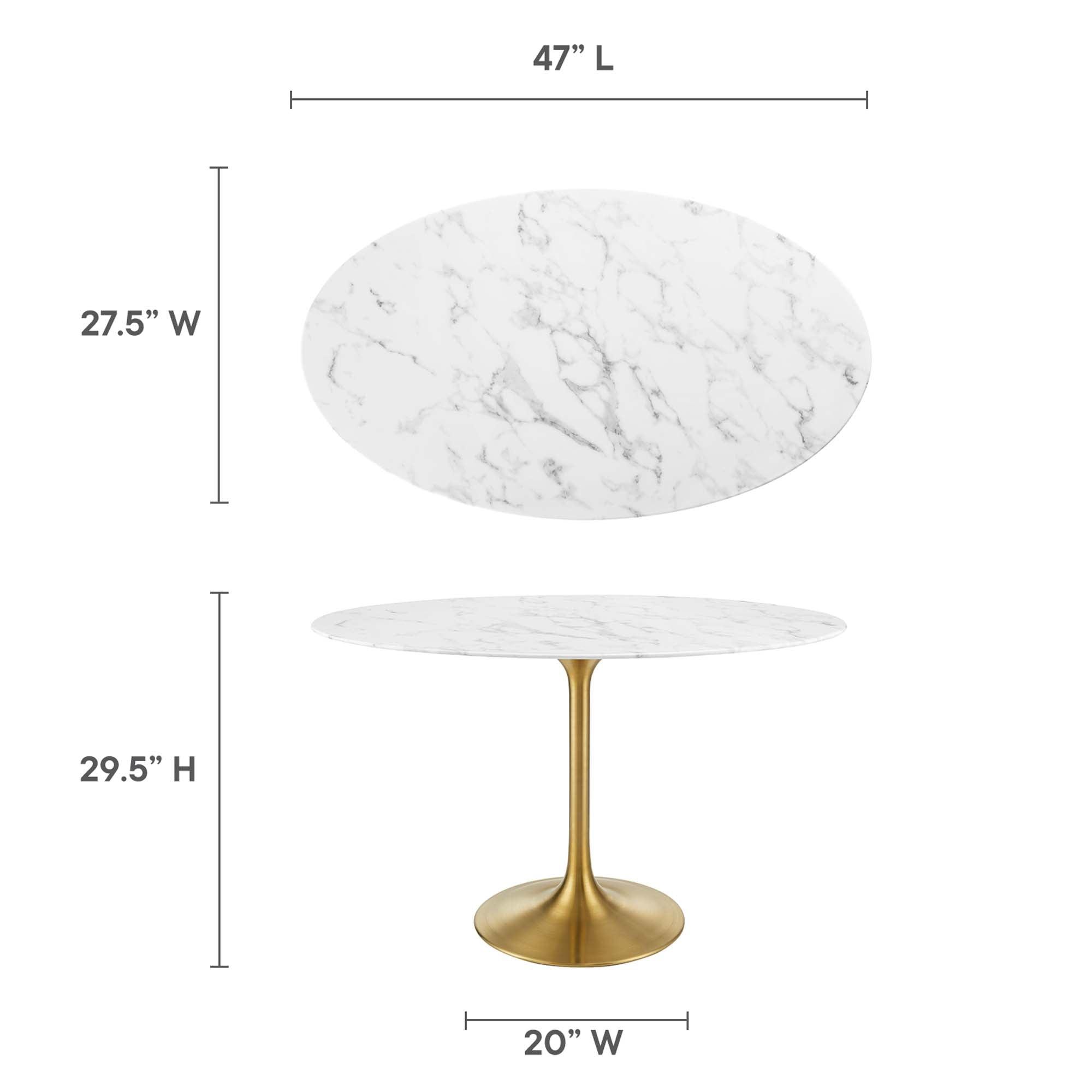 Lippa 48" Oval Faux Marble Dining Table