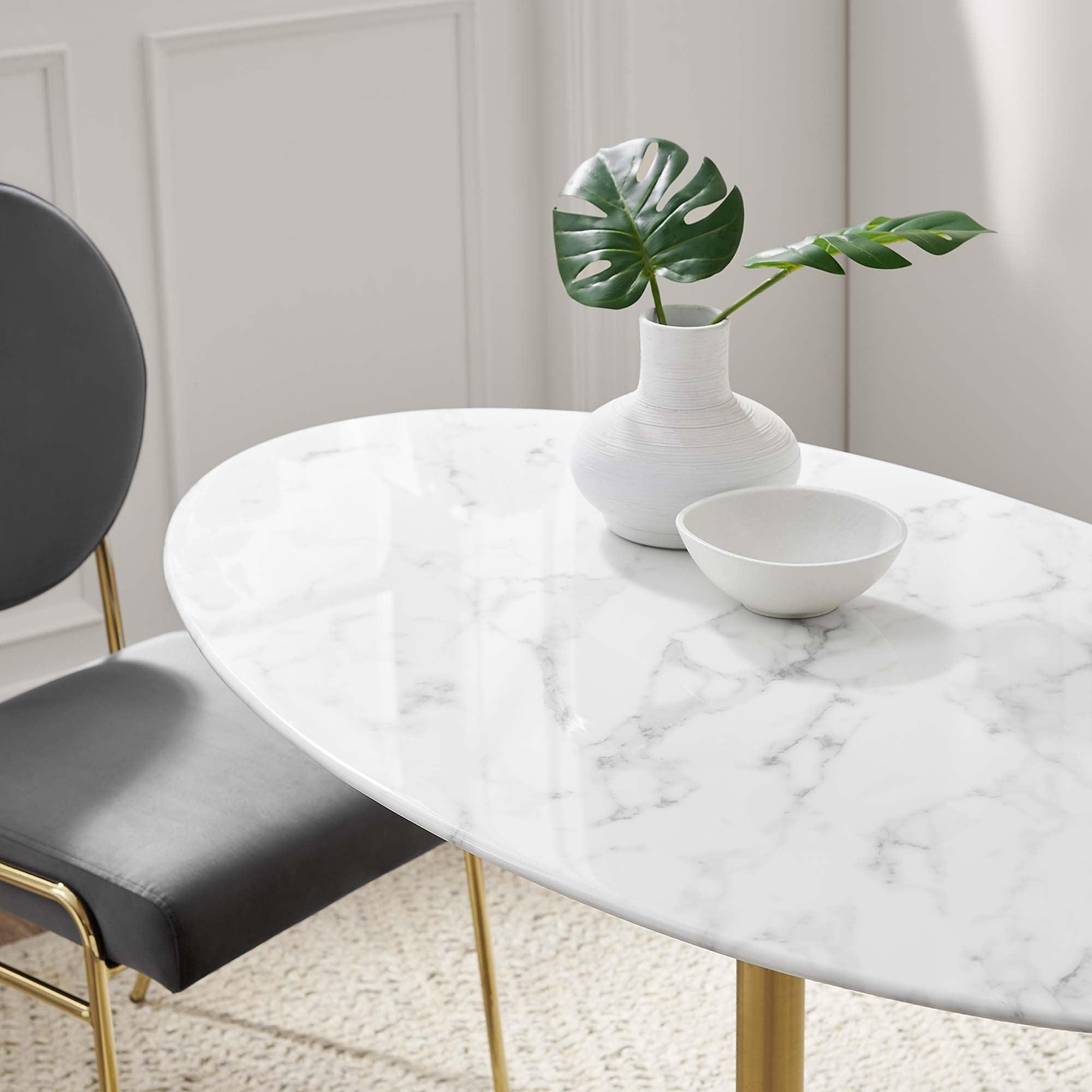 Lippa 48" Oval Faux Marble Dining Table