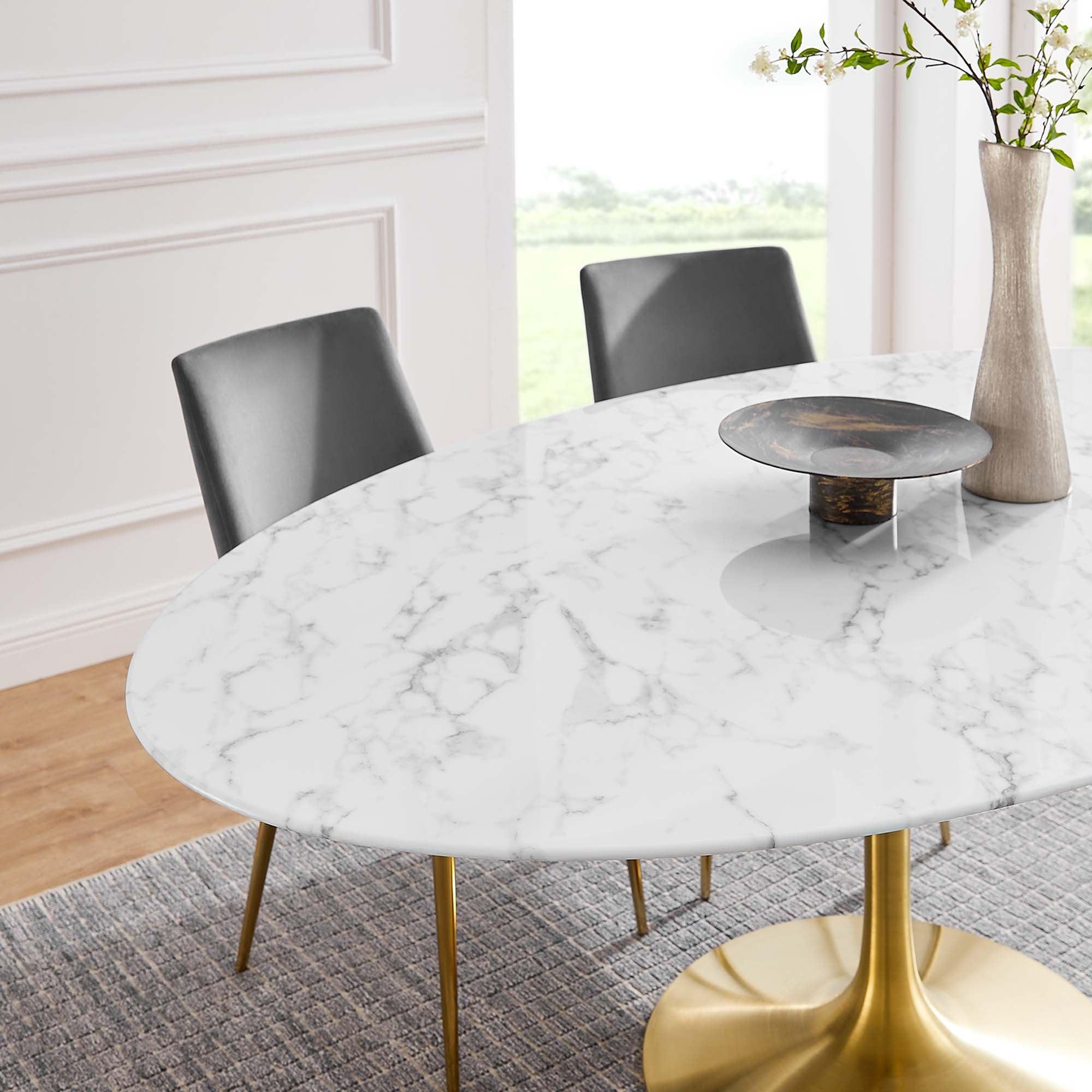 Lippa 78" Oval Faux Marble Dining Table