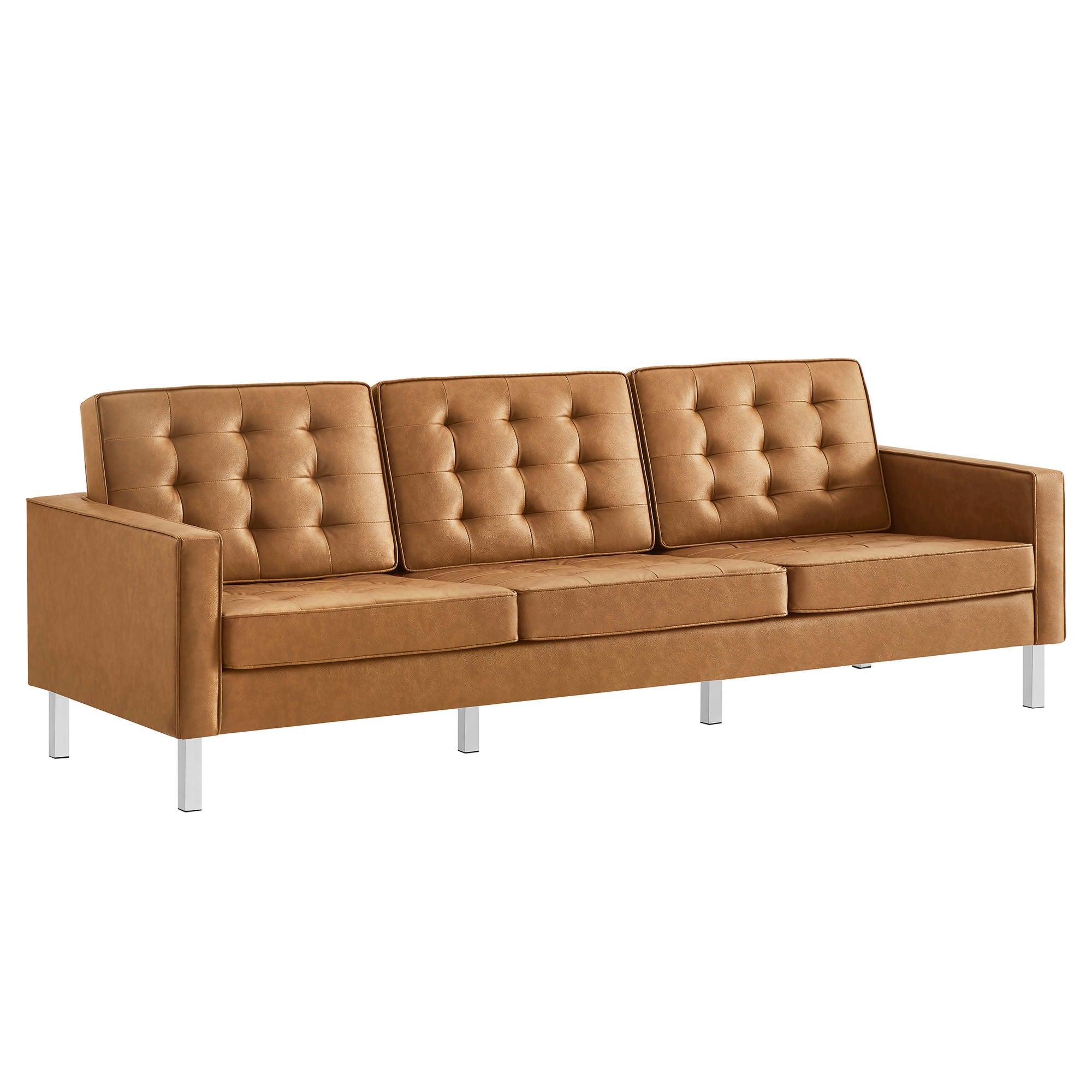 Loft Tufted Vegan Leather Sofa