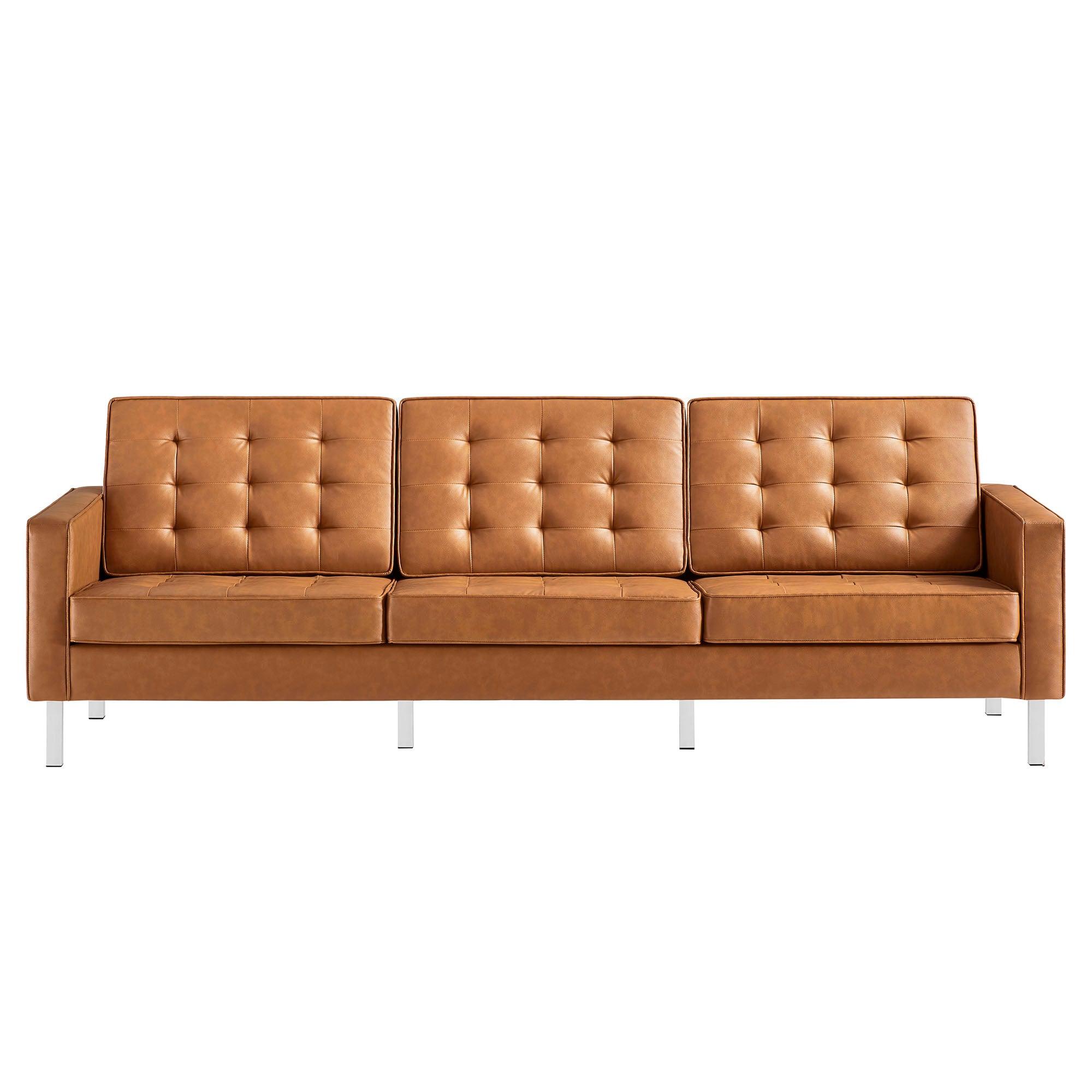 Loft Tufted Vegan Leather Sofa